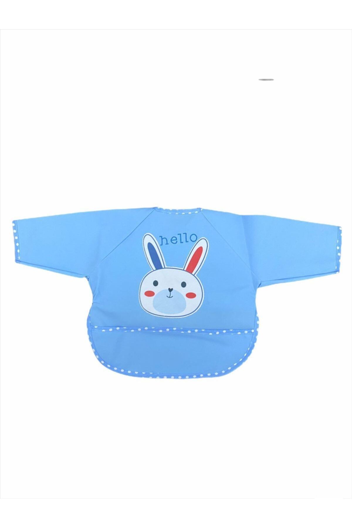 Dodo Baby Kollu Giyilebilir Mama Önlük Mavi Tavşanlı
