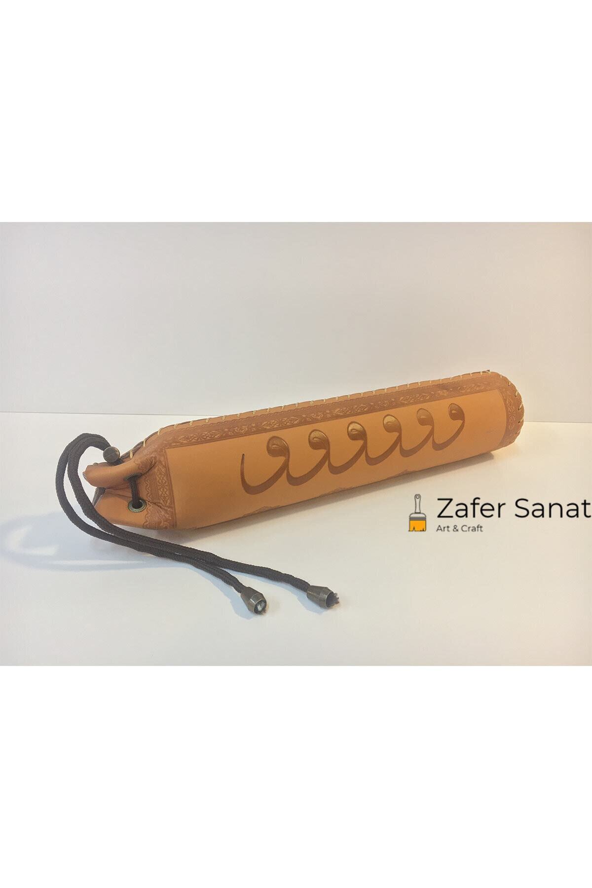 ZaferSanat Hat Hattat Vav'lı Silindir Deri Kalemlik - Fırçalık 30cm