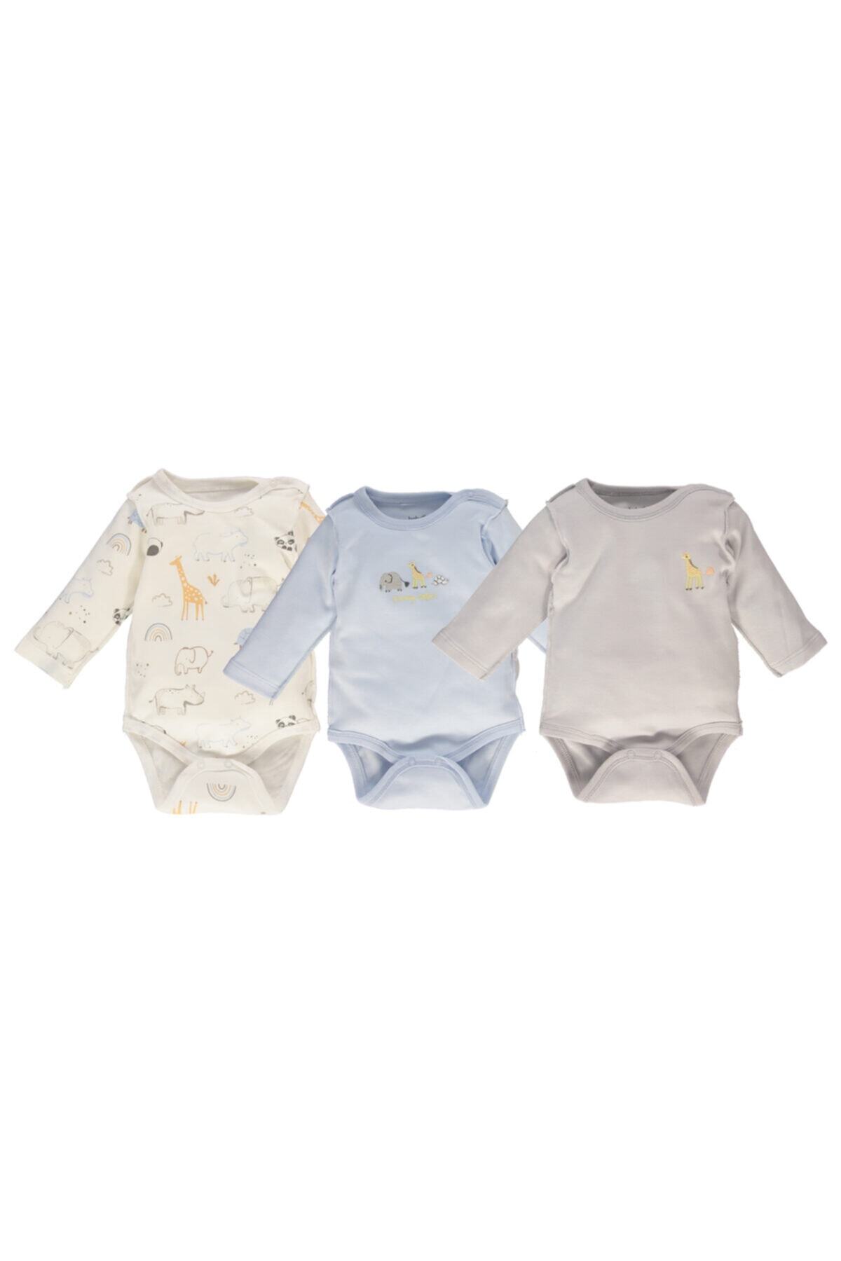 Bebetto Interlok Uzun Kollu Body Ay 3'lü Bebek Penye Funny Safari t2493
