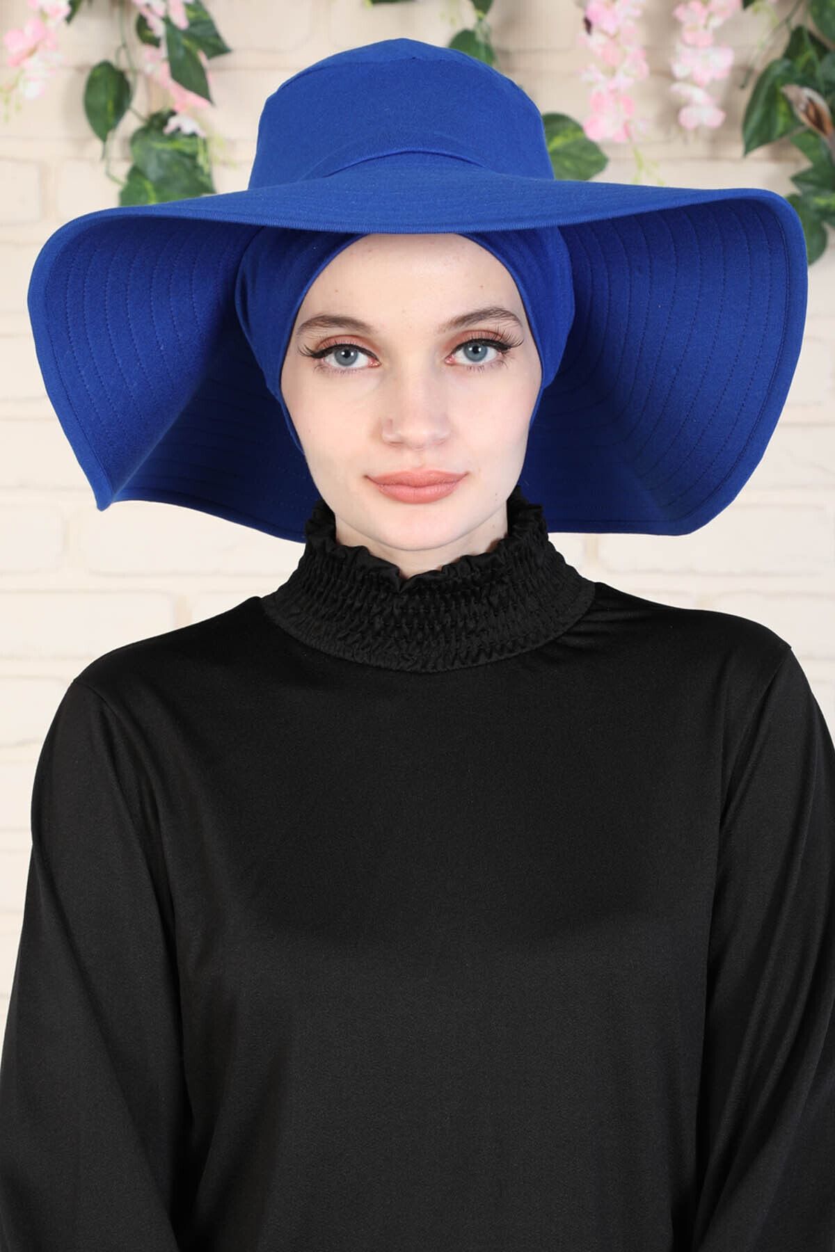 Moda Çizgi Şapkalı Penye Bone Saks Mavi