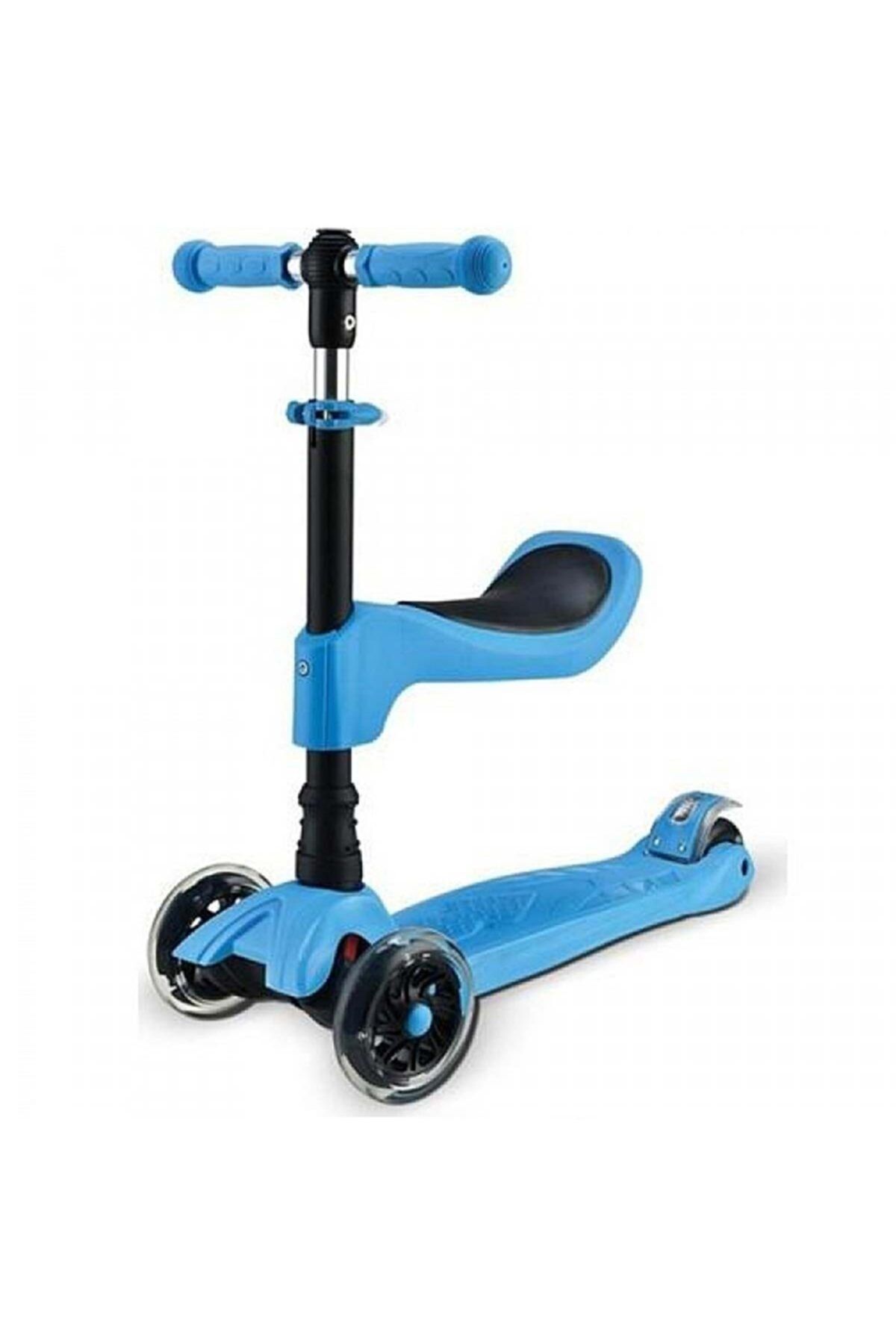 BabyHope Üç Tekerlekli Yükseklik Ayarlı Işıklı Scooter Flt-199 Mavi