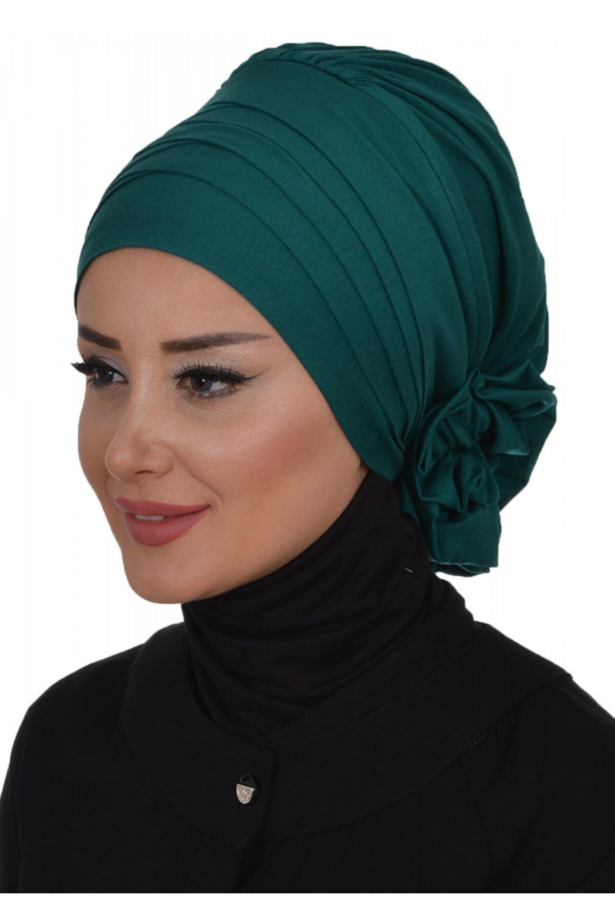 Moda Çizgi Çapraz Penye Bone Koyu Yeşil