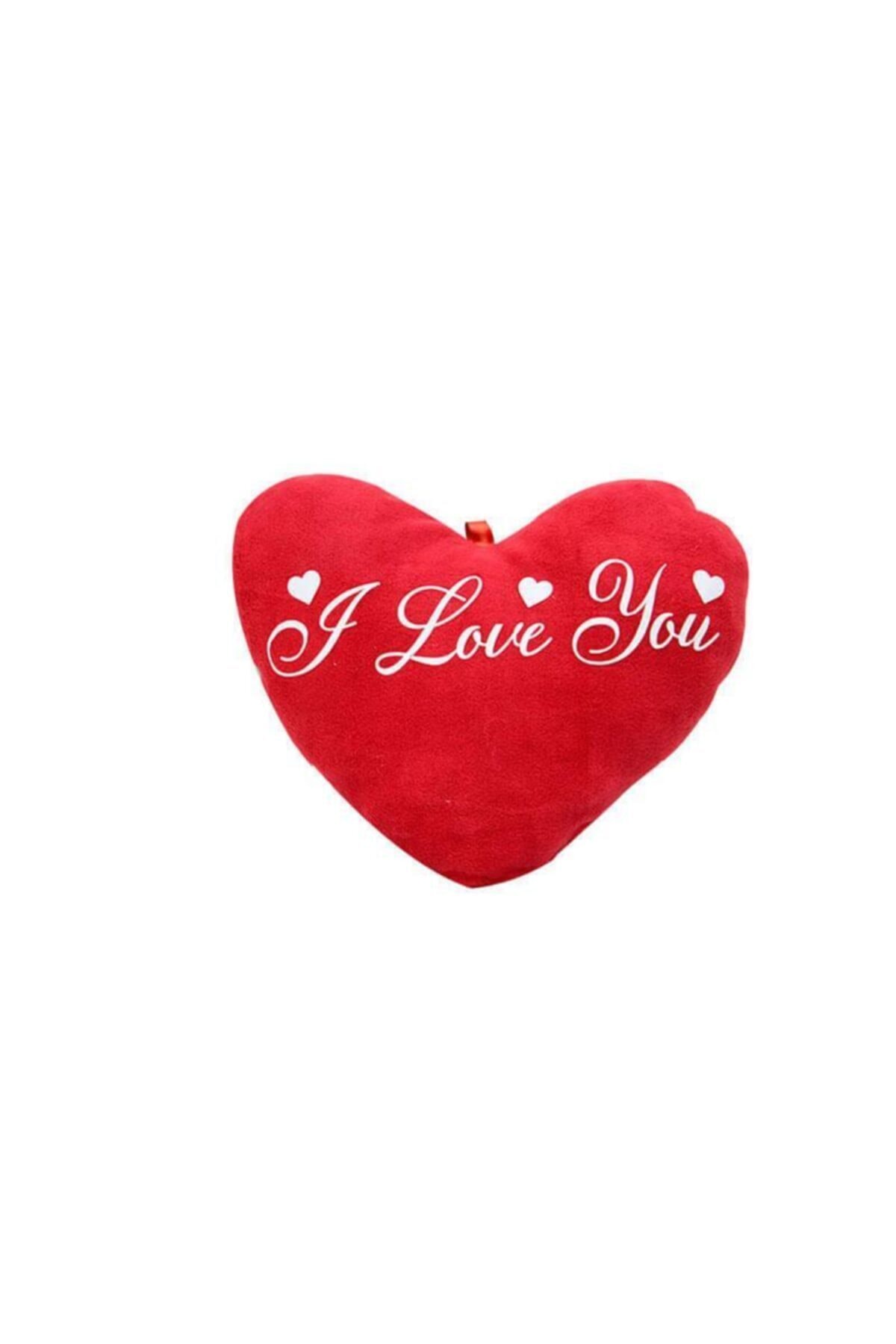 MCE Ticaret Kalp Peluş Ortaboy I Love You Baskılı Yastık Hediyelik