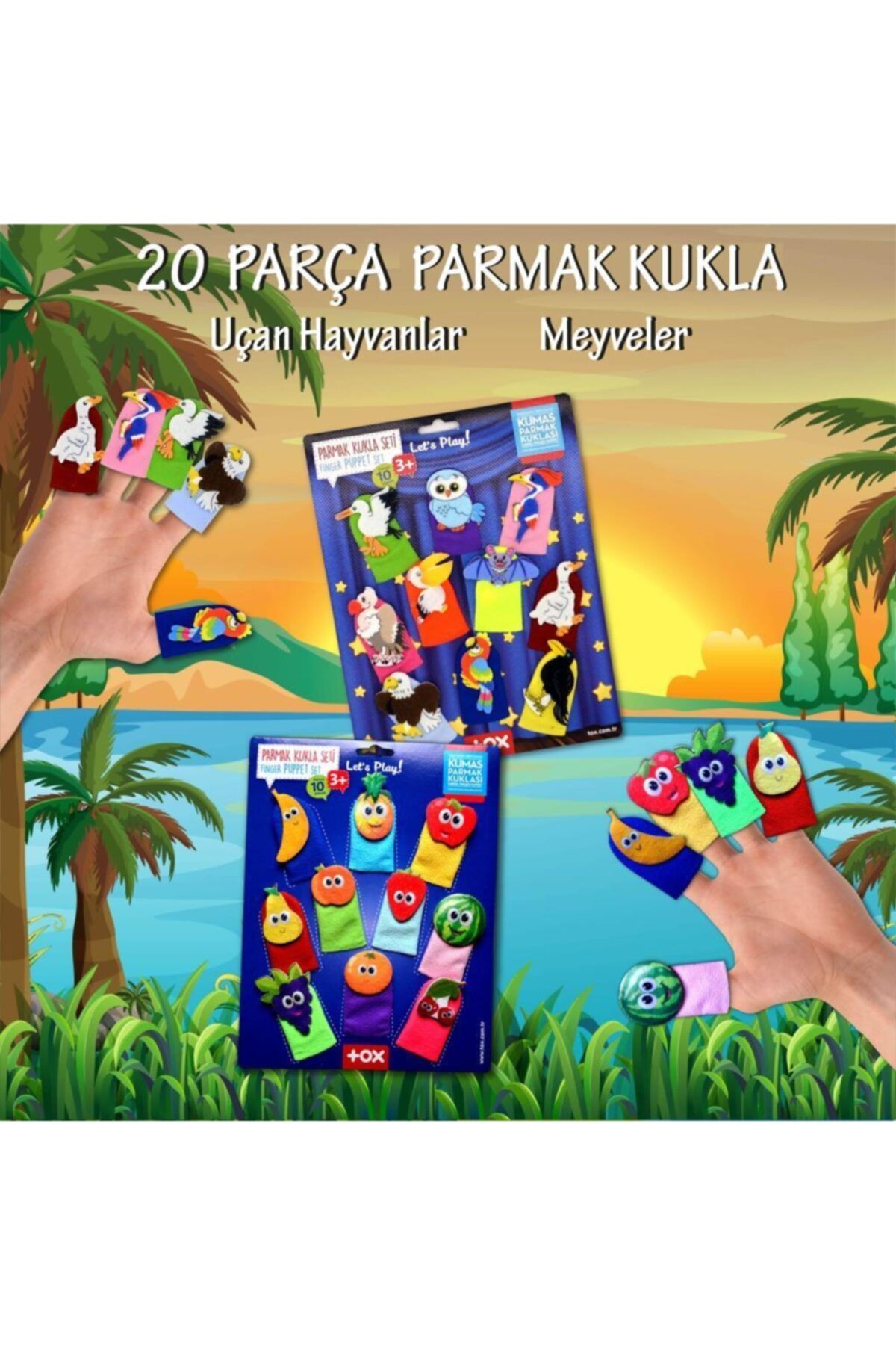 Tox 2 Set - 20 Parça Meyveler Ve Uçan Hayvanlar Parmak Kukla T105 T222