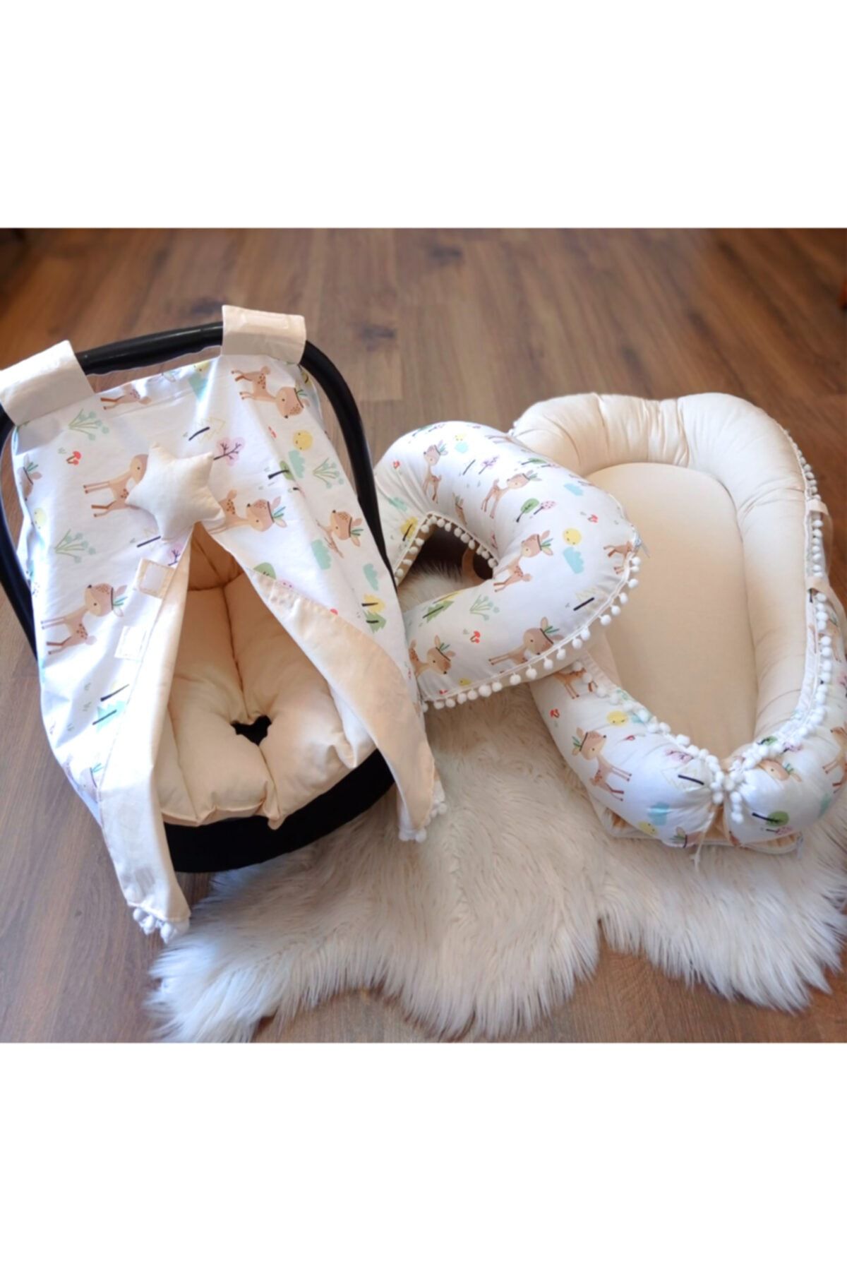 Markaawm Babynest Yatak Puset Örtüsü Ve Minderi Emzirme Yastığı Seti