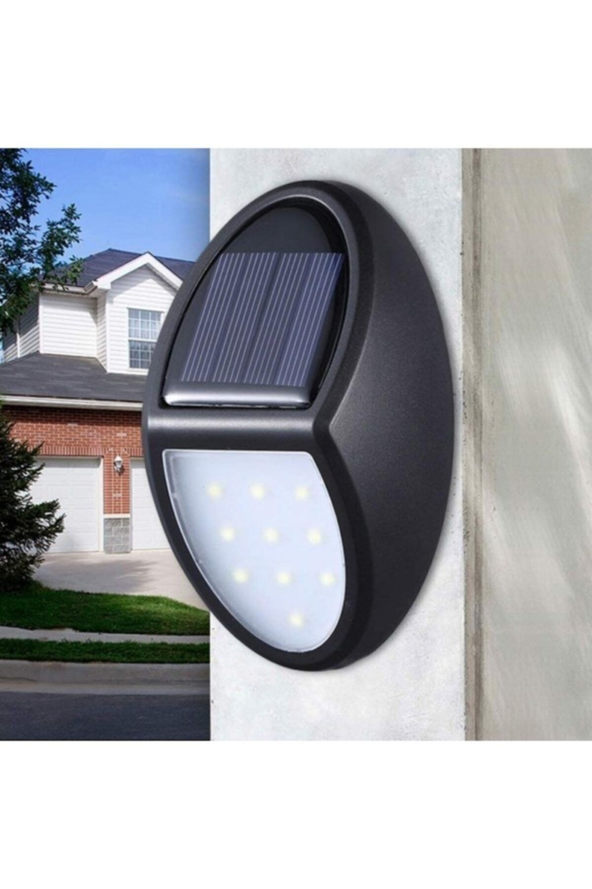 elexx Özel Tasarım Solar Su Geçirmez Oval Duvara Monteli Bahçe Lambası