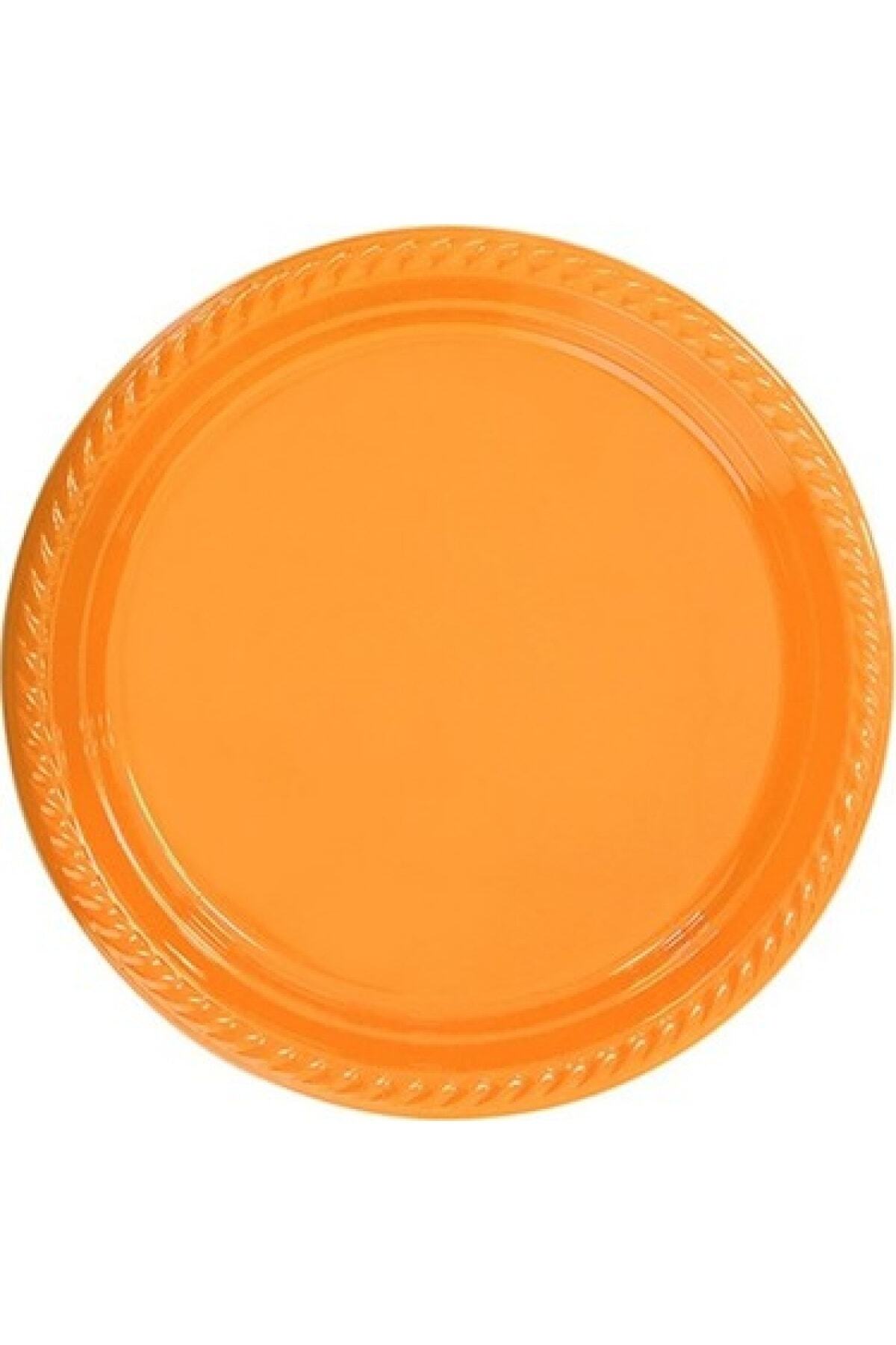 DREAM VEGA Parti Aksesuar Turuncu Renk Plastik Tabak 22 cm 25 Adet