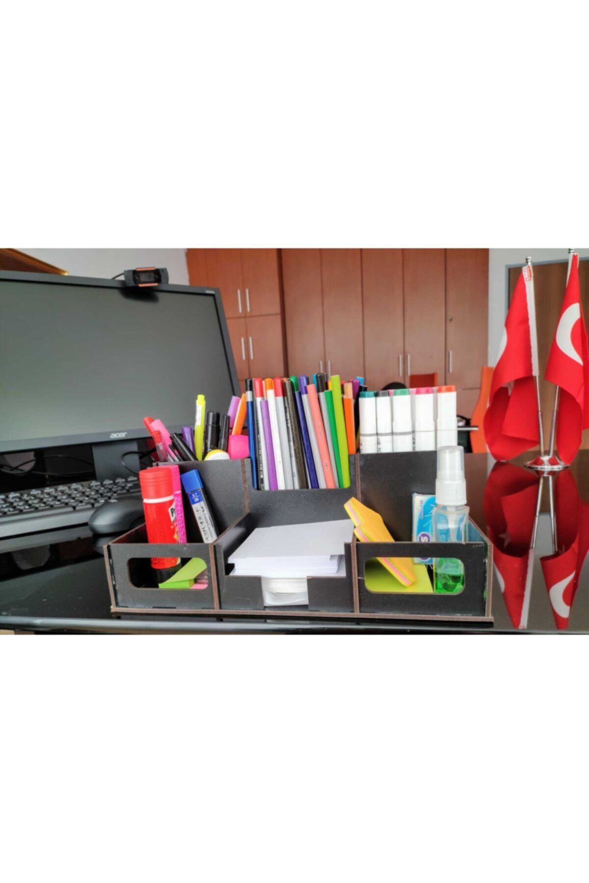 Notpa Ahşap Masaüstü Kalemlik Kalem Kutusu Organizer