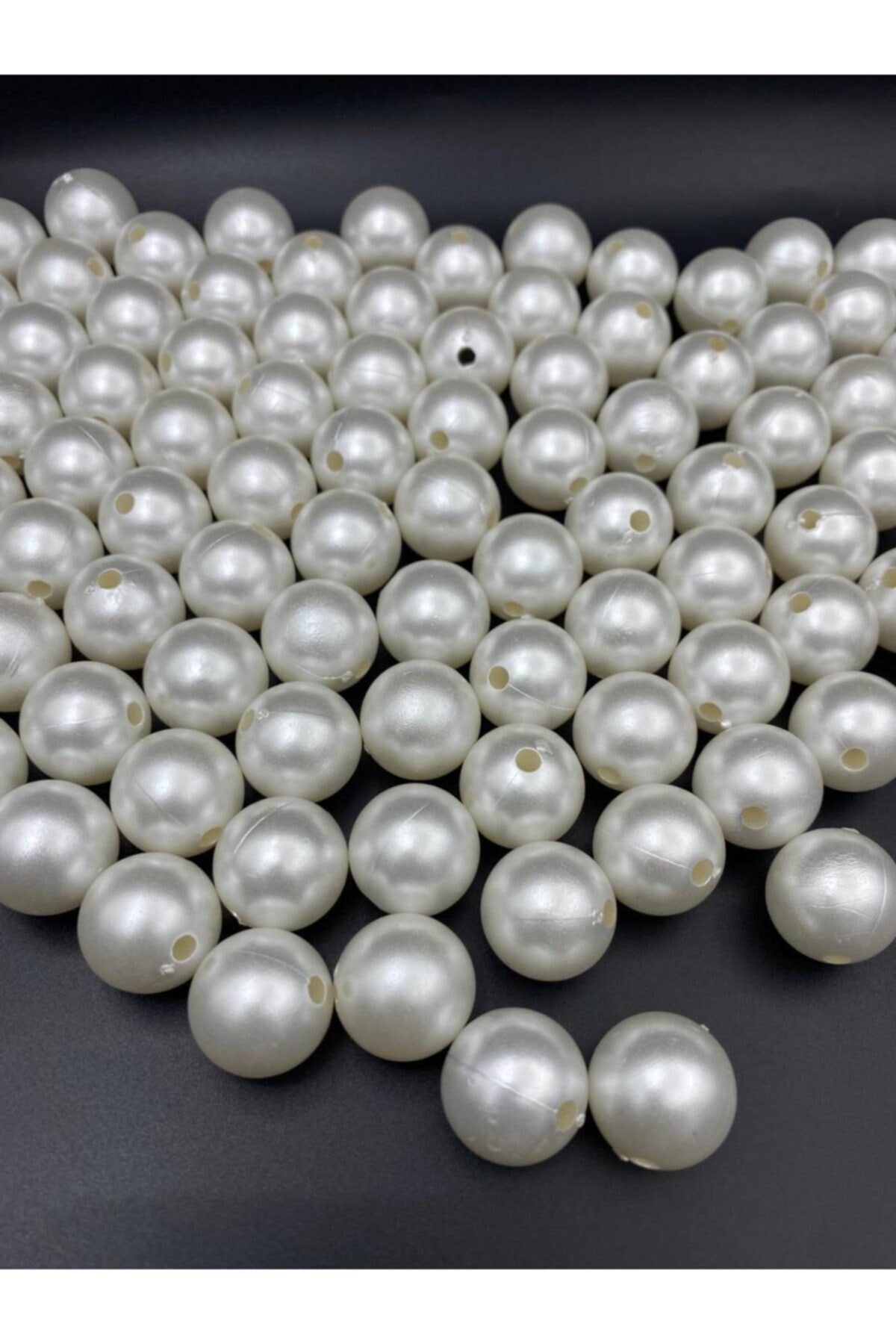 Hedef Bijuteri 20mm Krem Renk Plastik Inci Boncuk, Çanta Ve Takı Yapım Boncuğu (250 Gr, 60 Adet)