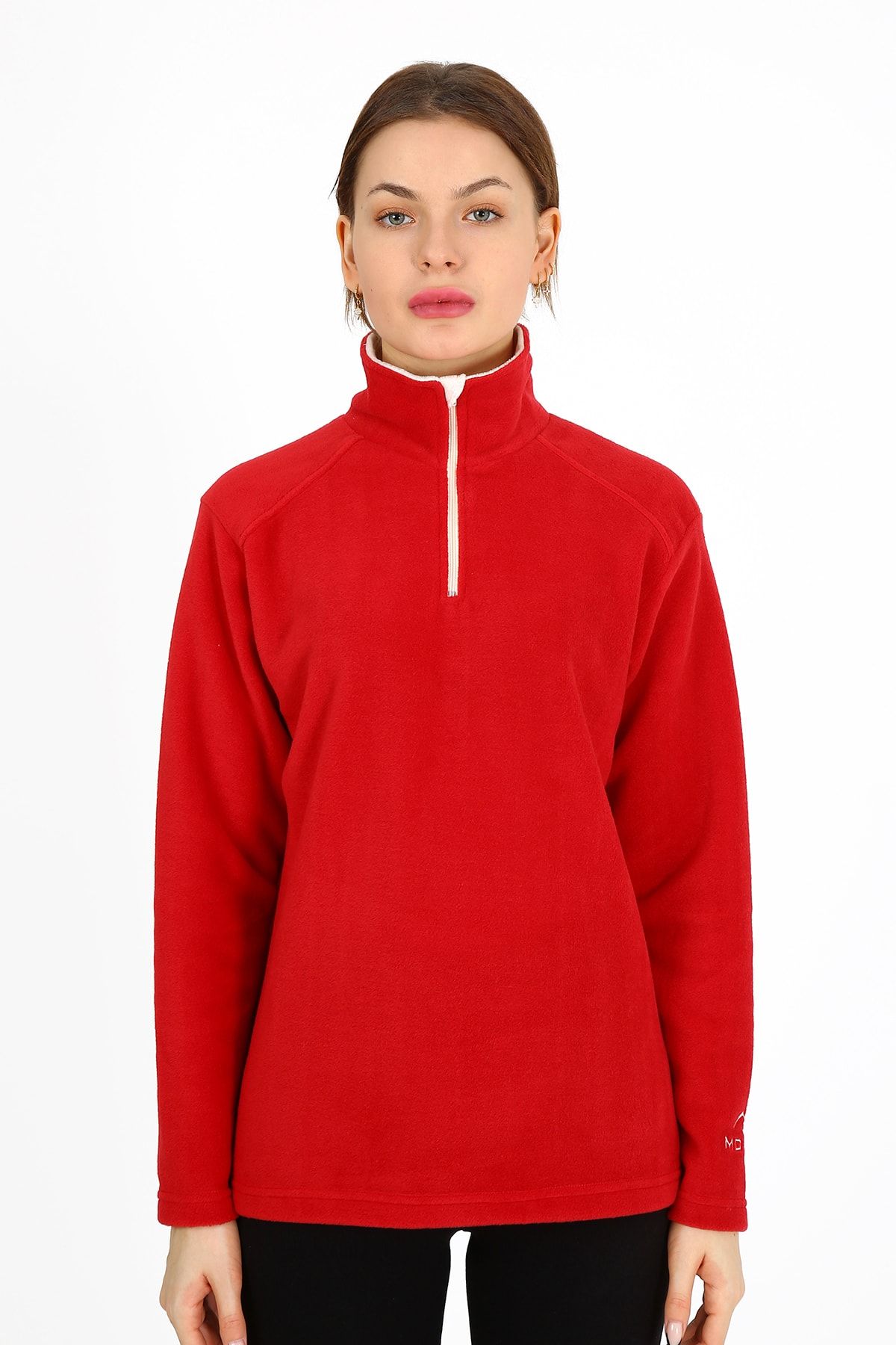ModaCanel Monel Outdoor Kadın Yarım Fermuarlı Kırmızı Polar