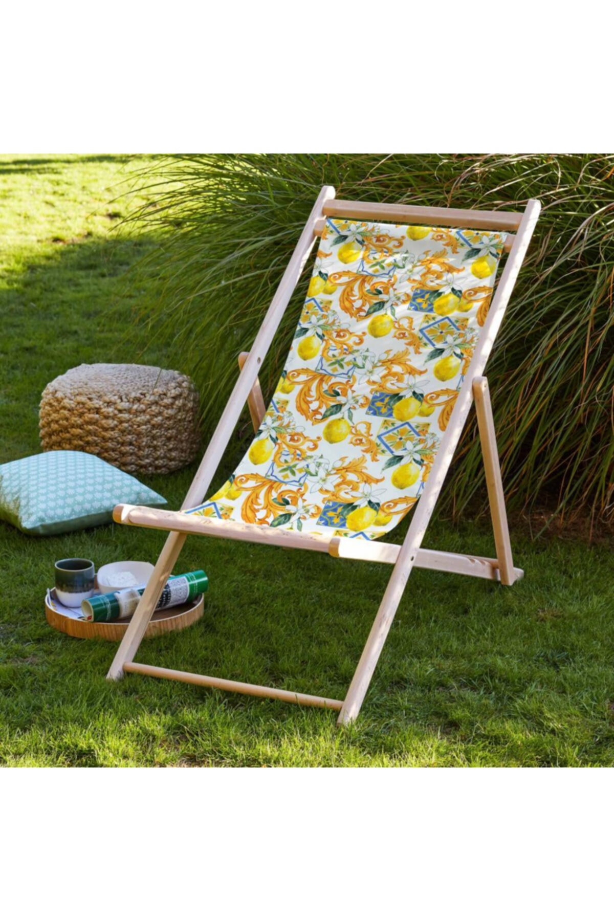 Klas Home Decor Limonlu Katlanabilir Şezlong