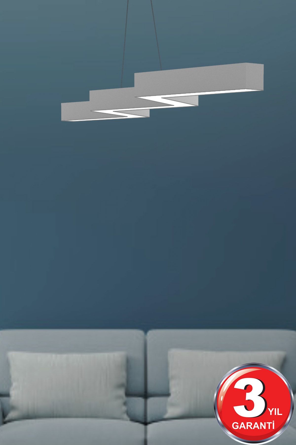 Hegza Lighting Zigzag  Gri Kasa, Gün Işığı  Ledli Modern Led Avize