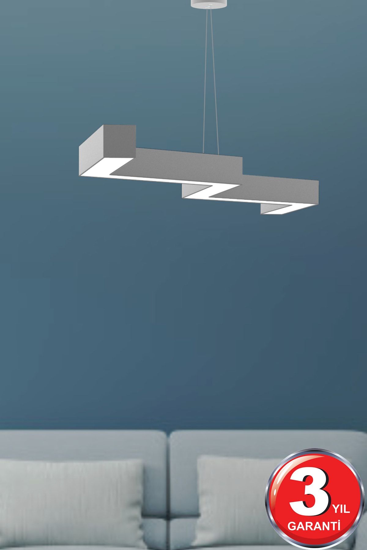 Hegza Lighting Zigzag Gri Kasa, Beyaz Işık Ledli Modern Led Avize