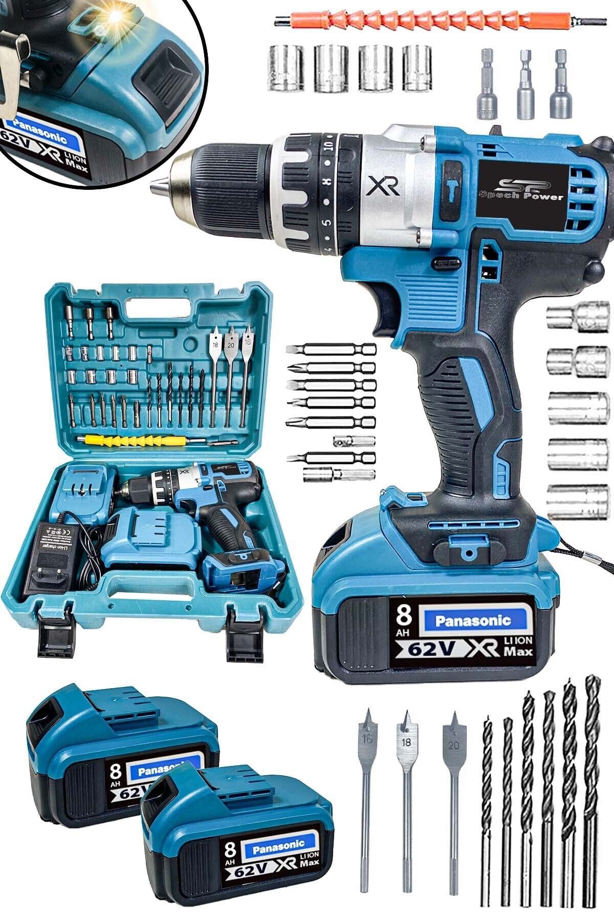 Spech Power 58 V 8ah Darbeli Bakır Sargı Metal Şanzuman 30 Parça Multi Set Hediyeli Çift Akülü Vidalama Matkap