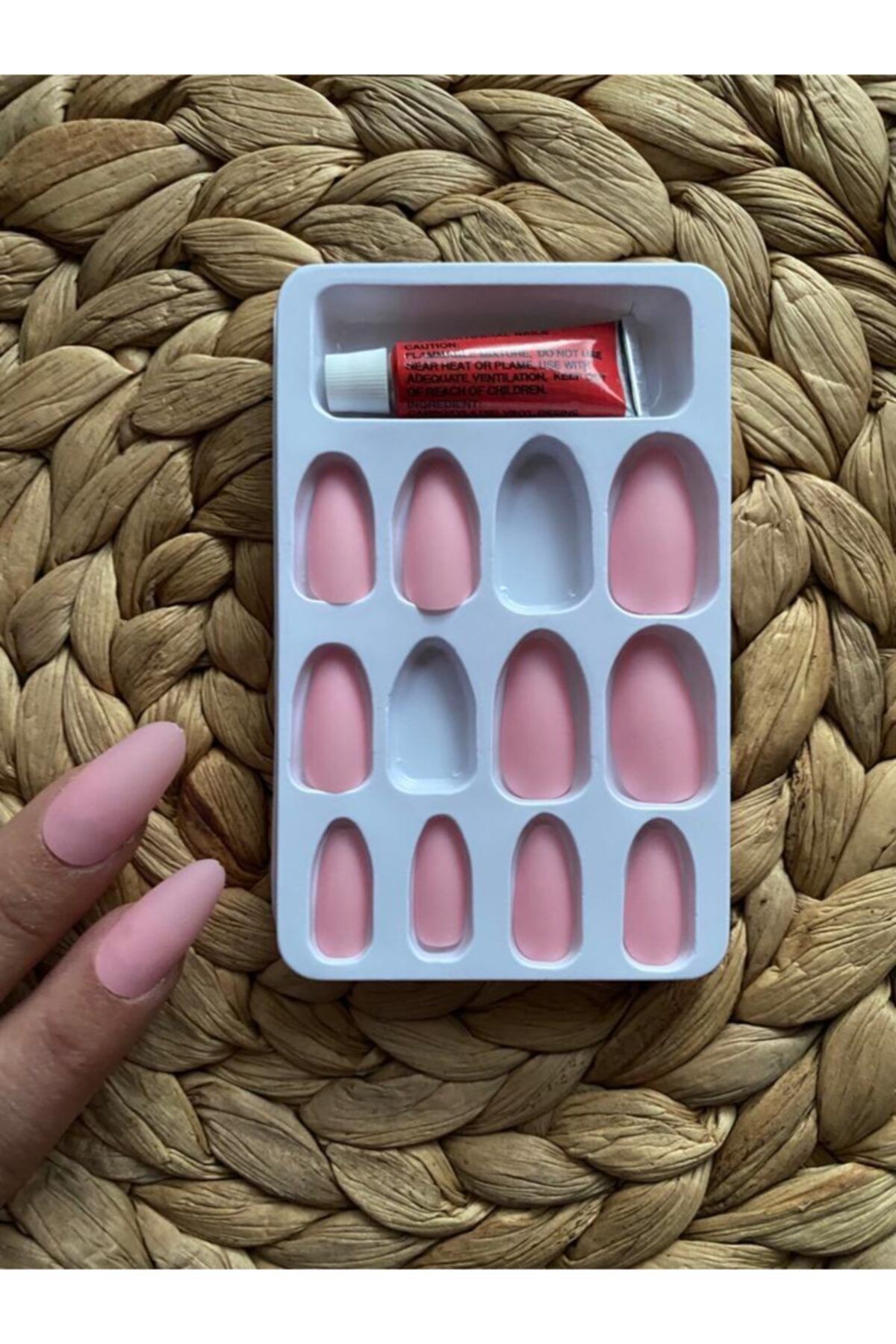 SYBELLE KOZMETİK 12 Adet Açık Pudra Mat Oval Takma Tırnak