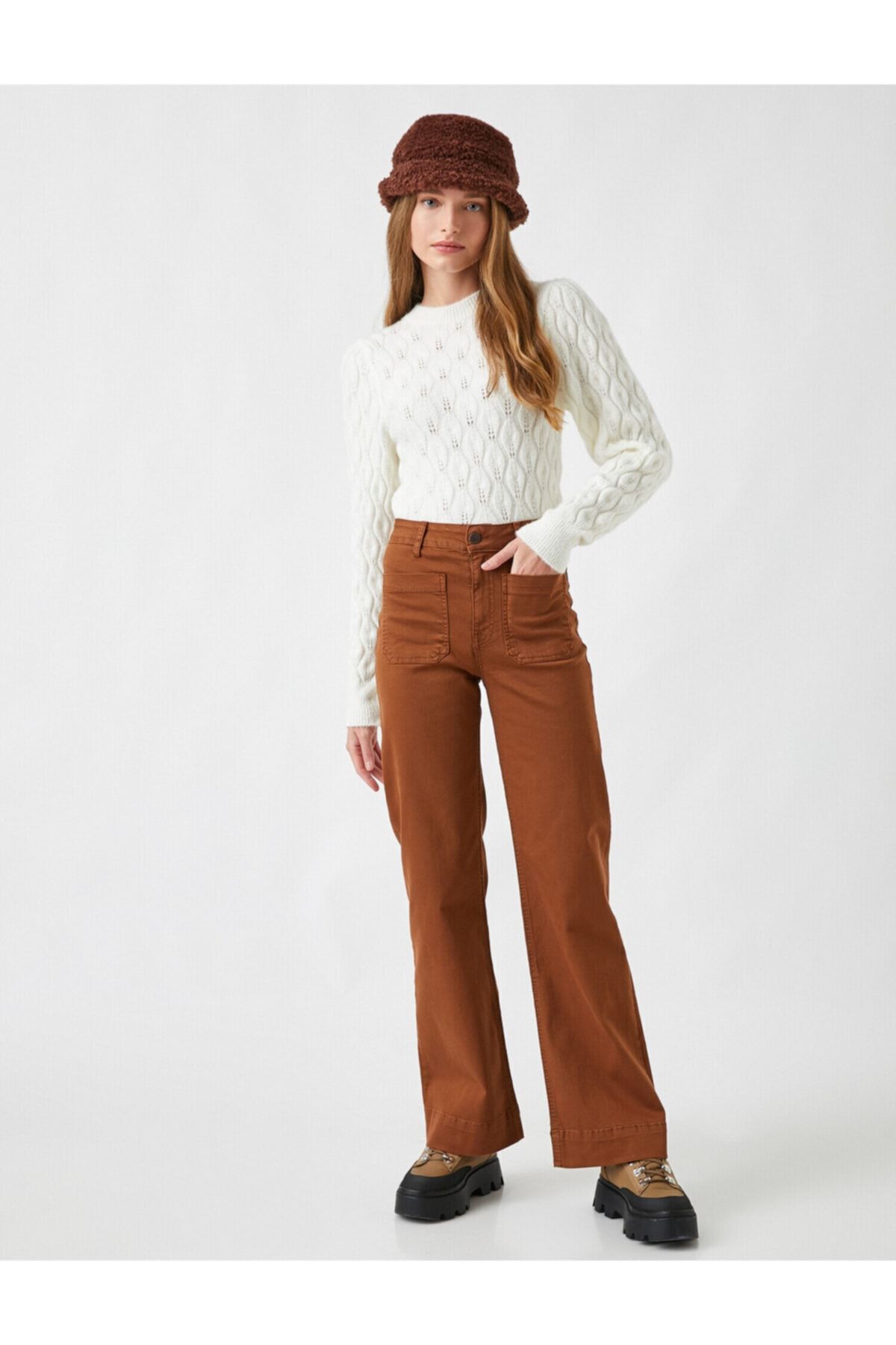 Koton Yüksek Bel Bol Paça Kot Pantolon - Flare Jean