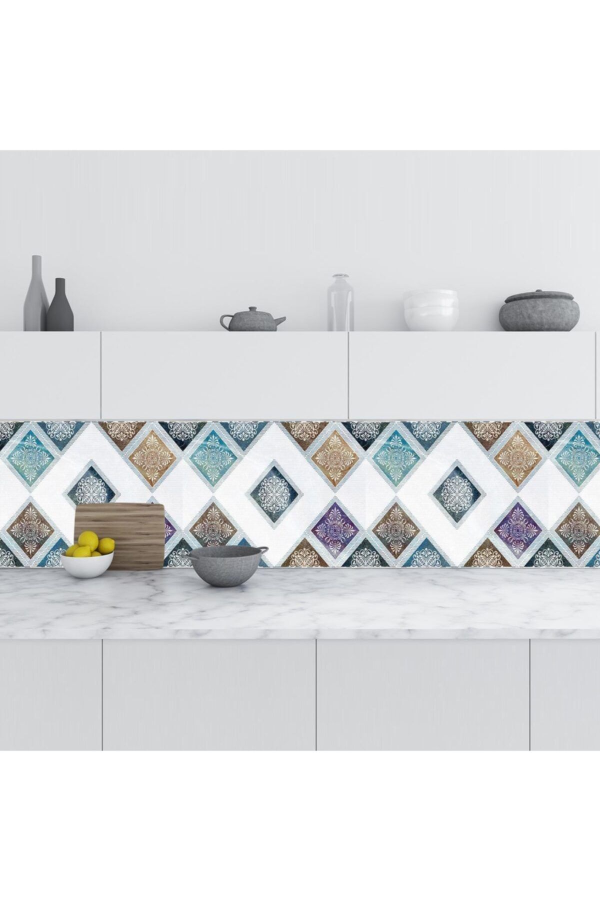 StickerArt Mutfak Tezgah Arası Folyo Fayans Kaplama Folyosu 3d Karo 60x100 Cm