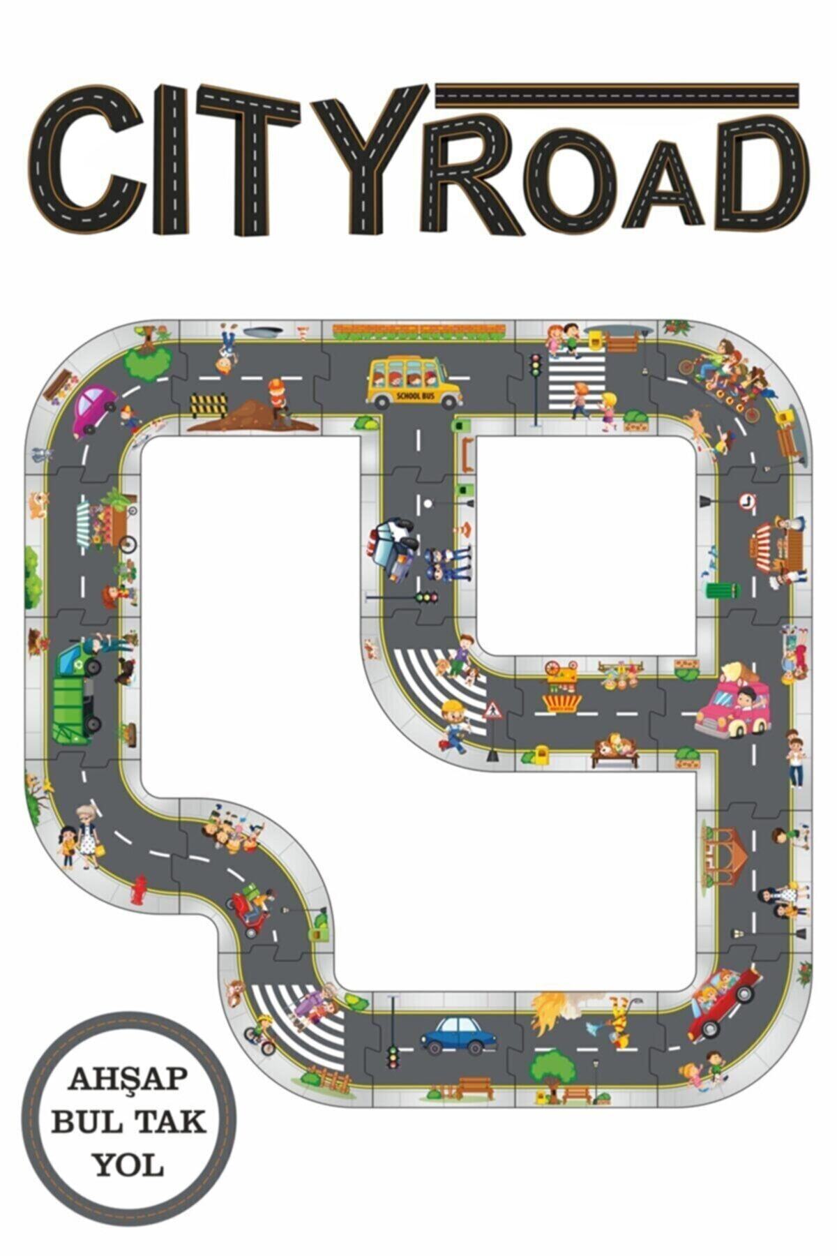 LİPYOS City Rood, Oto Yol, Araba Yolu, Bul Tak Puzzle, Trafik, Neşeli Yollar Puzzle Seti