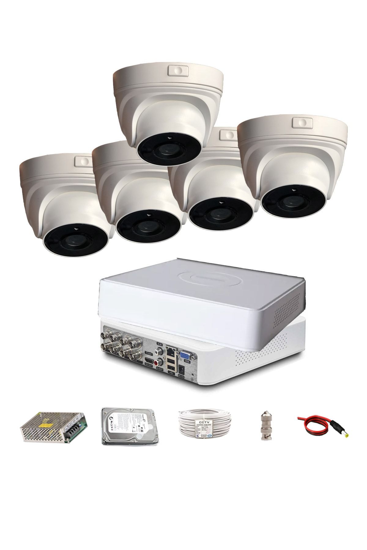 qromax Pro D112b 5' Li 5 Megapiksel Sony Lens 720p Aptina Sensör Iç Mekan Güvenlik Kamerası Seti