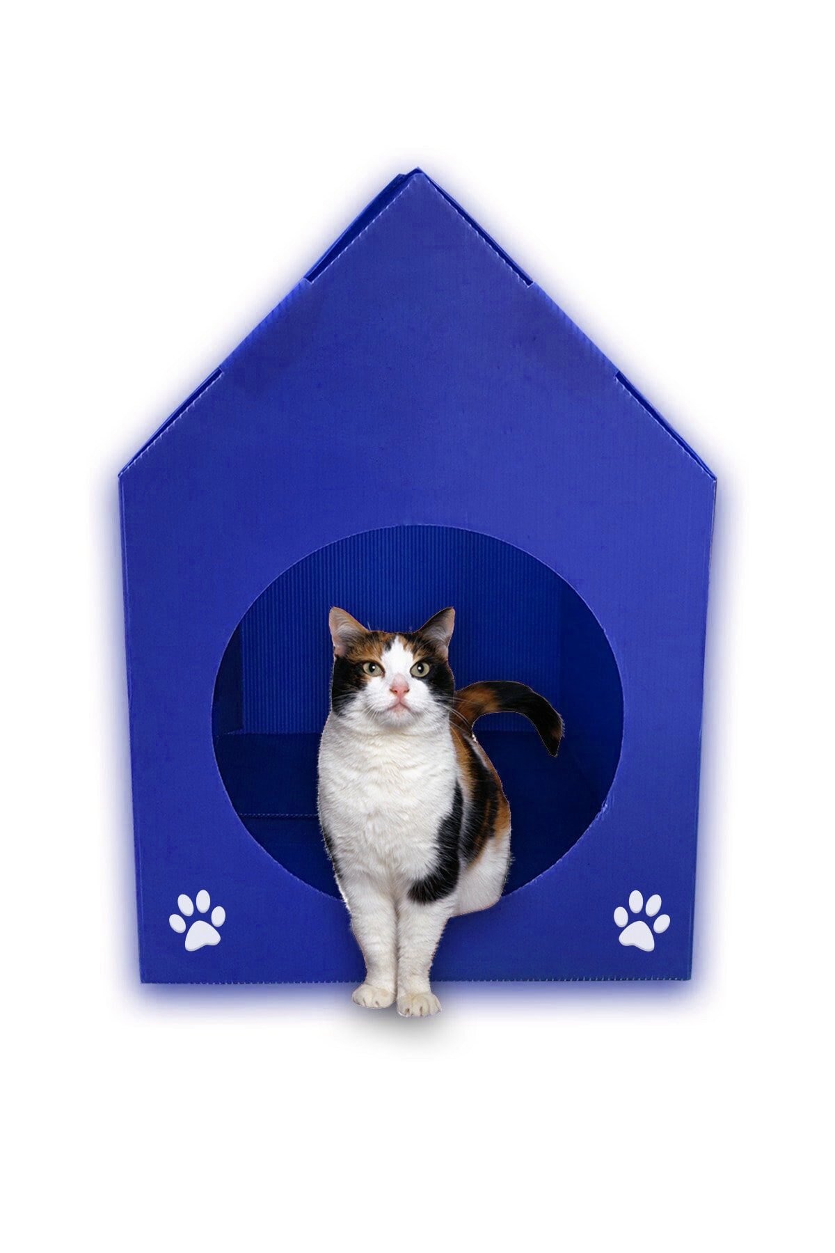 Pati Mama Patili Kedi Evi - Kedi Yuvası - Kedi Kulübesi - Kedi Yatağı - Mavi