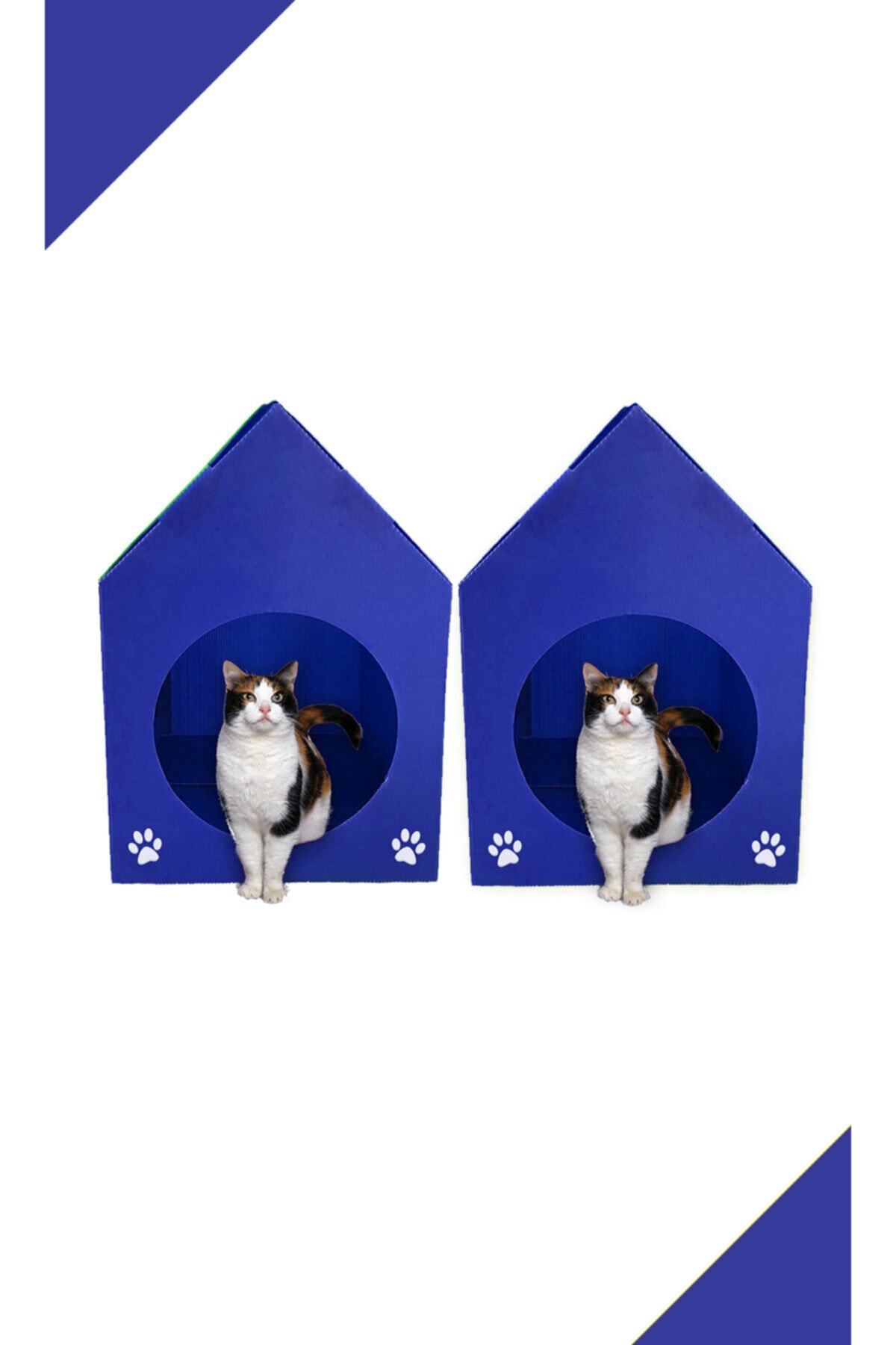 Pati Mama 2 Adet - Mavi Kedi Evleri - Kedi Yuvası - Kedi Kulübesi - Kedi Yatağı