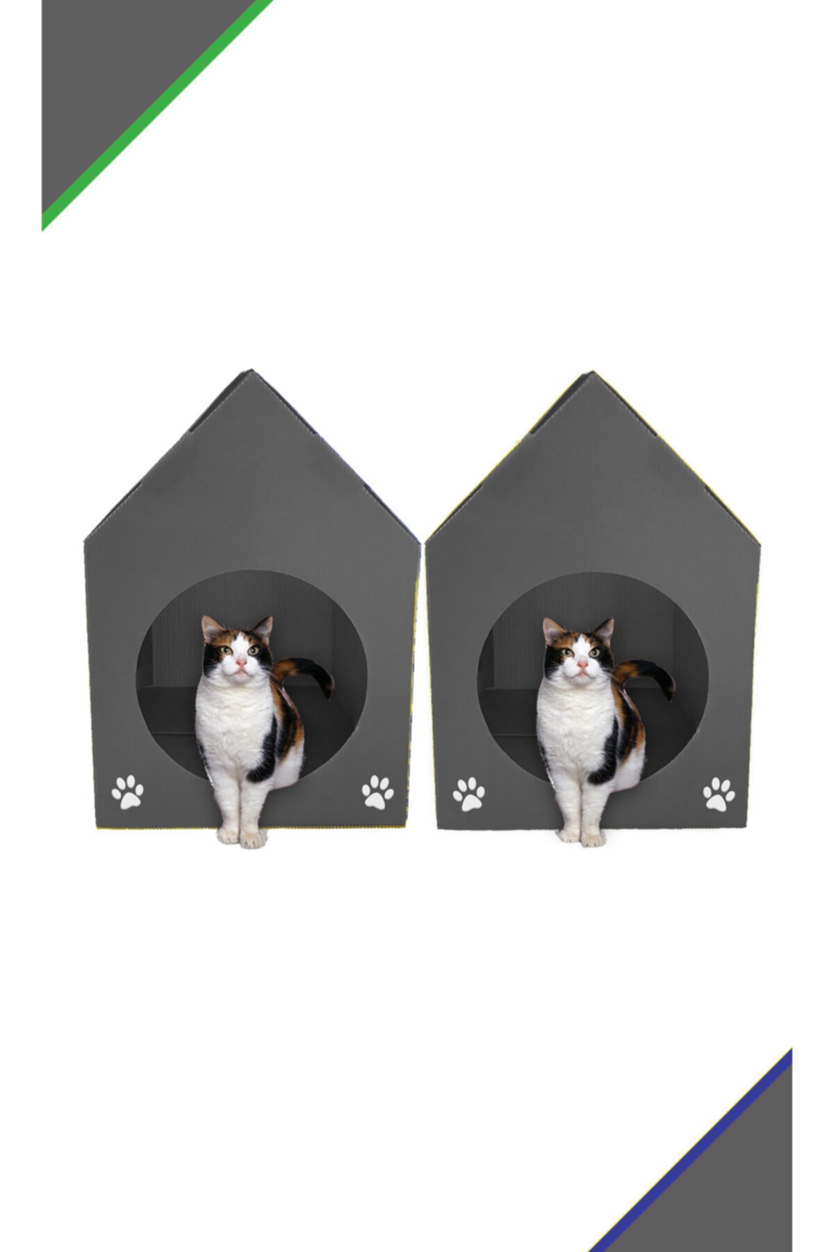Pati Mama 2 Adet - Gri Kedi Evleri - Kedi Yuvası - Kedi Kulübesi - Kedi Yatağı