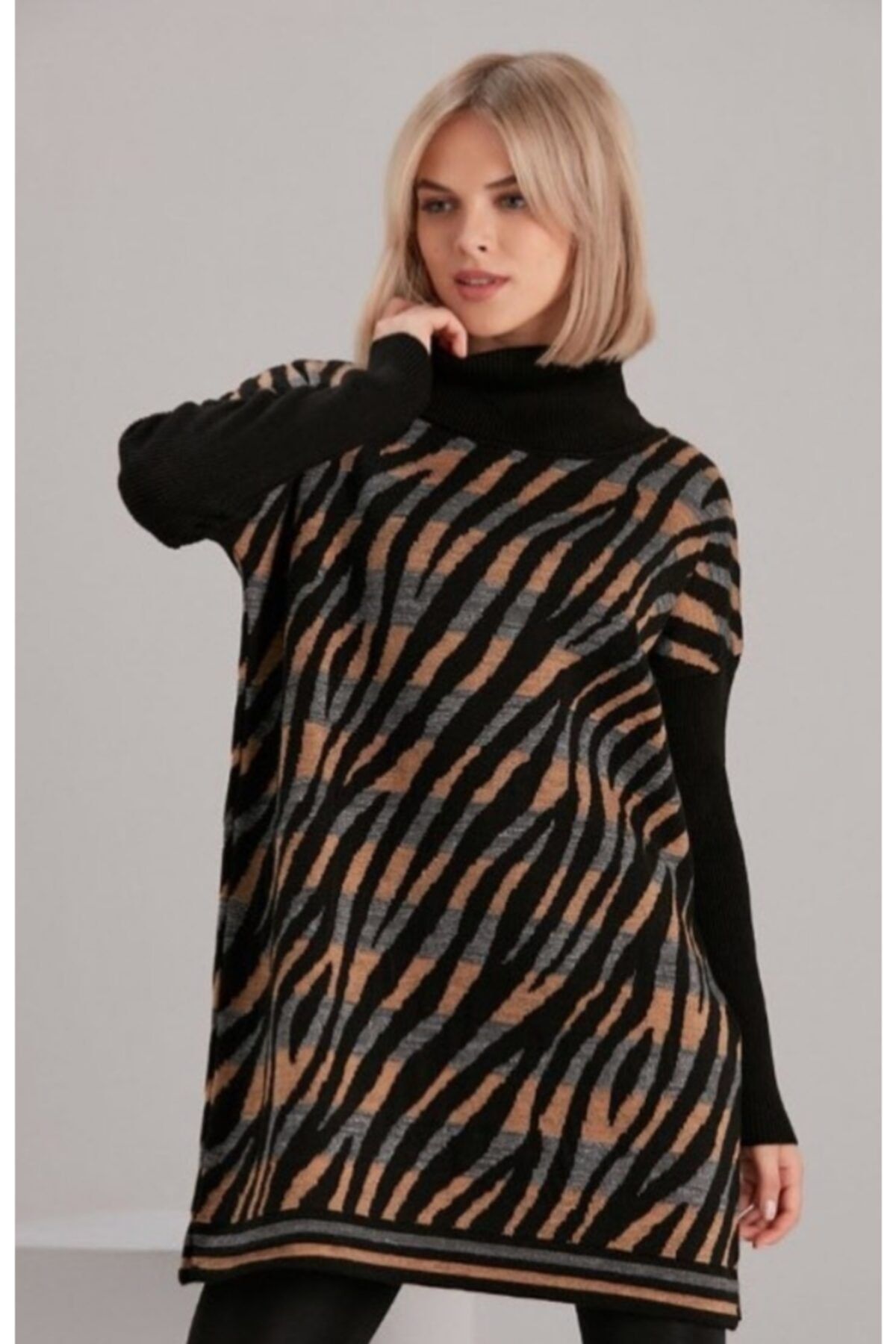 melihabutik Triko Elbise Tunik Siyah Gold