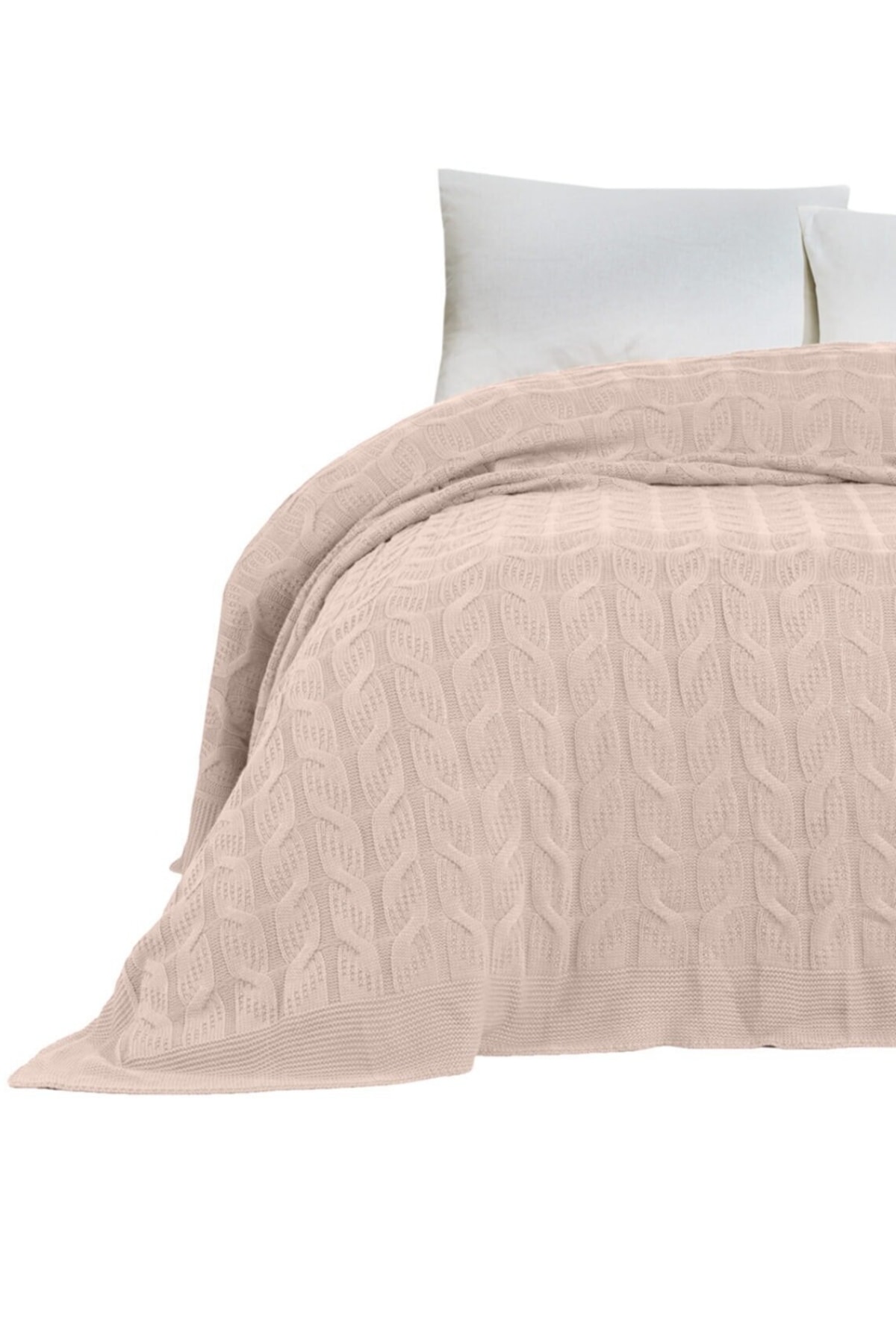evde yenilik Triko Örgü Akrilik Battaniye Çift Kişilik 220x240 cm Bej Renk