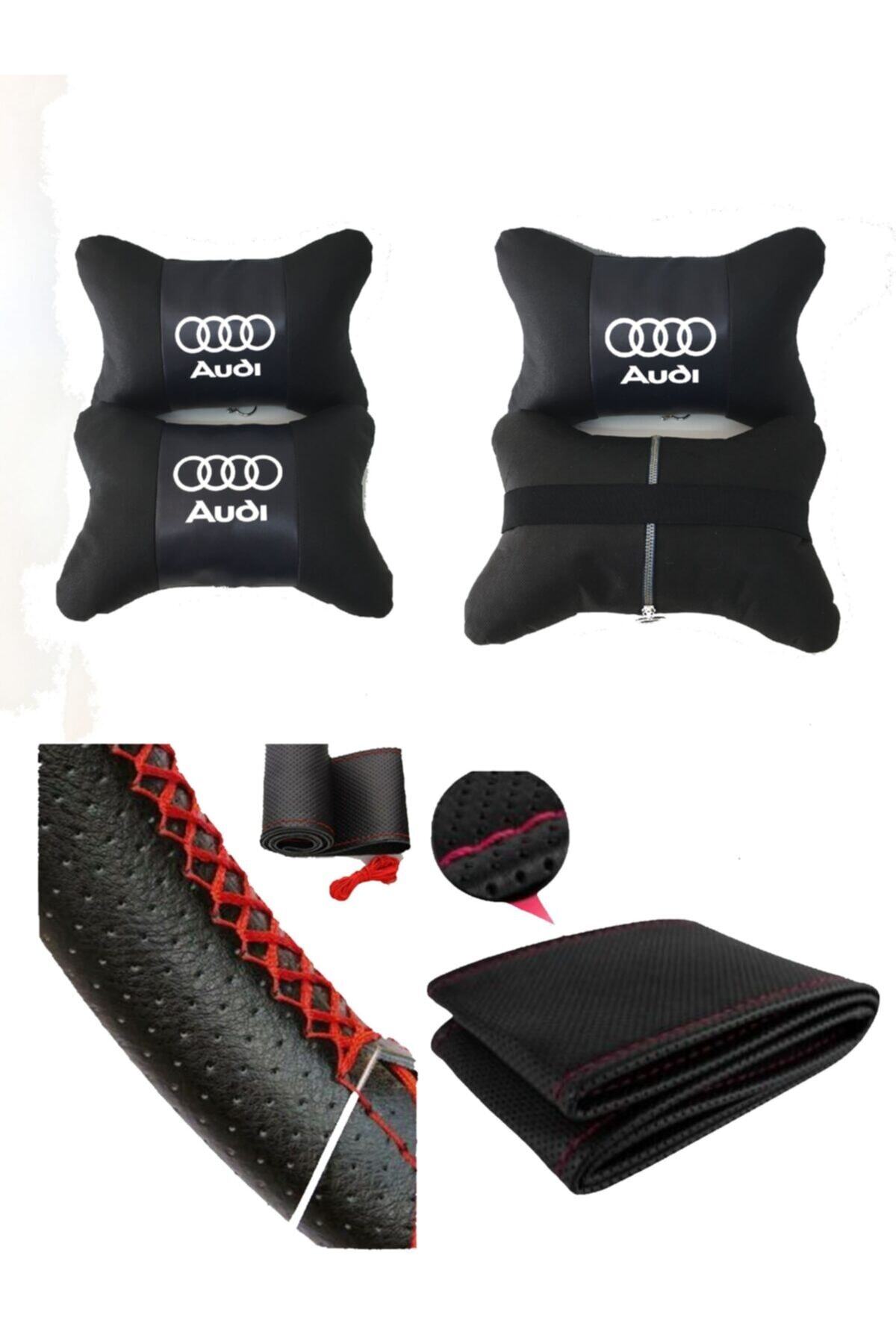AYAZGURUP Audi 100 Serisi Dikmeli Direksiyon Kılıfı + 5d Ortopedik Boyun Yastığı (2 Li Set)