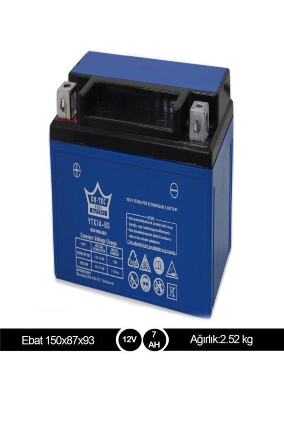 ORTEC 12v 7 Ah Ytx-7a-bs Yatık Motosiklet Aküsü