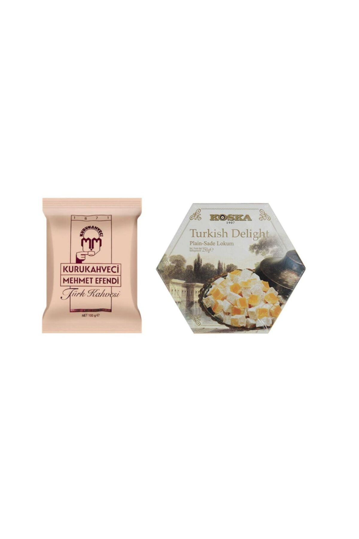 Mehmet Efendi Koska Sade Lokum (klasik) 250gr +kuru Kahveci Türk Kahvesi 100 Gr