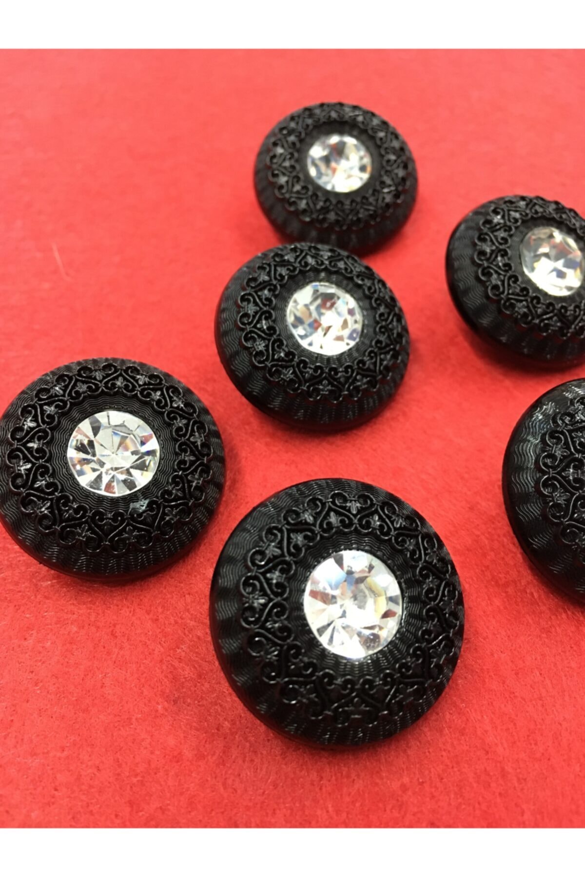 karantuhafiye Taşlı Kaban Ve Manto Düğmesi 6 Lı Set Siyah