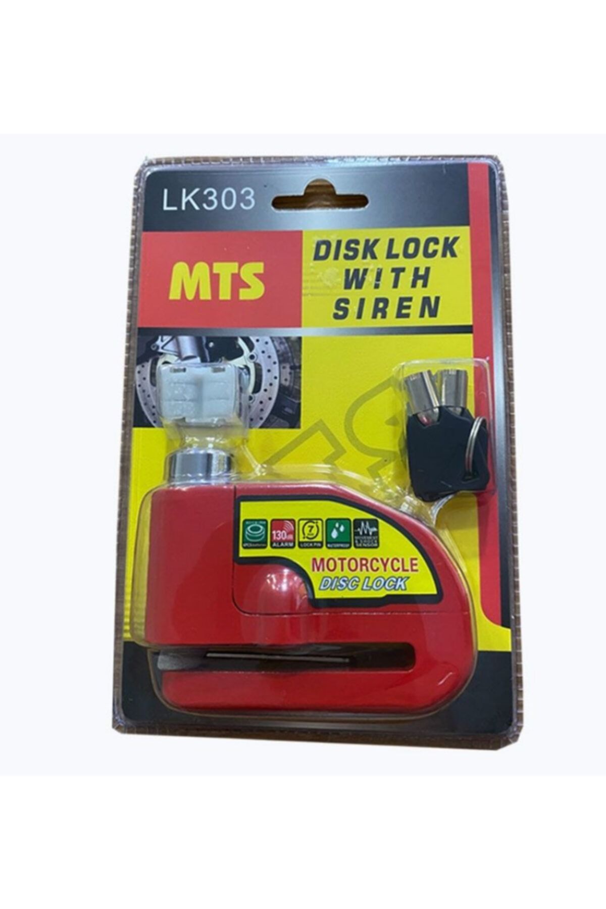 motoçarşım Mts Alarmlı Disk Kilit Çelik Yüksek Kalite (kırmızı)