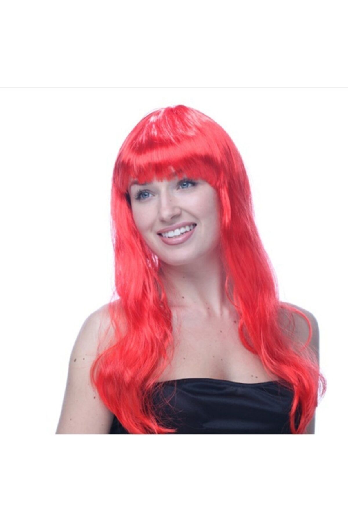 VALENTINA Kırmızı Renk Uzun Parti Peruğu