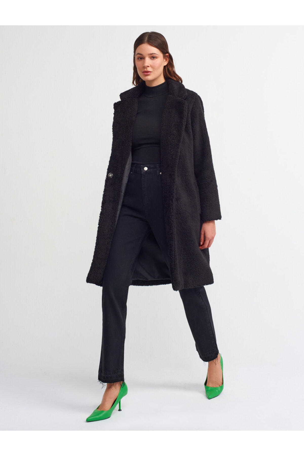 Dilvin 70104 Paçası Izli Straight Pantolon-siyah