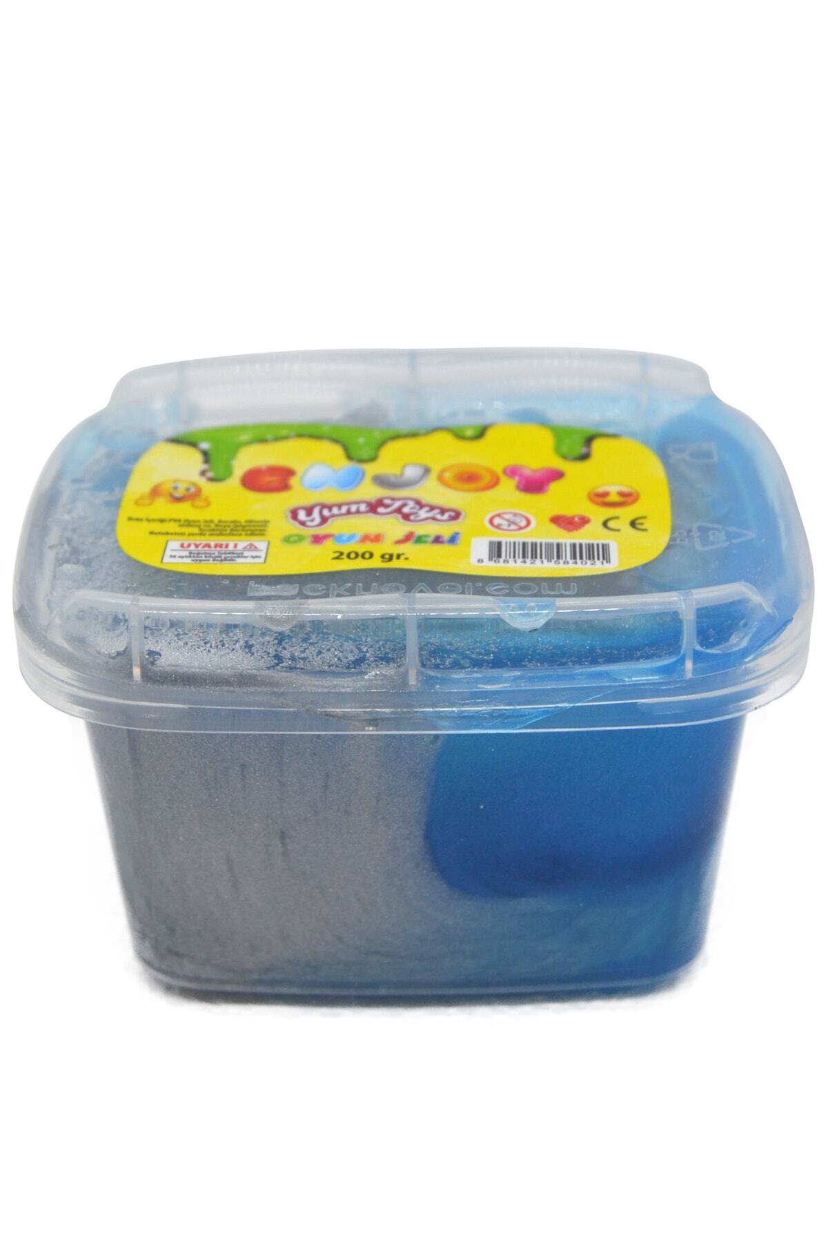YUMMY 200 Gr Metalik Simli Mavi Gümüş Hazır Slime Slaym Oyunu Oyun Jeli