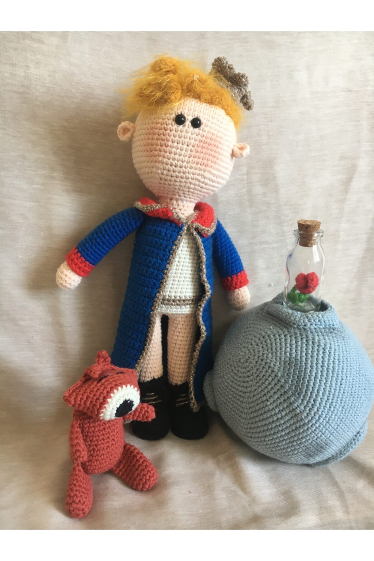 USTAHOBİEVİ Amigurumi Küçük Prens Seti Organik Örgü Oyuncak