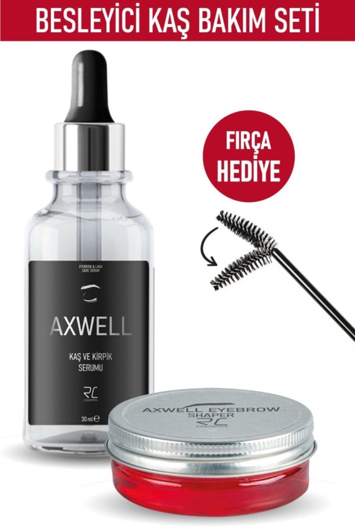 RC COSMETİCS Axwell Kaş Şekillendirici Wax (KAŞ SABİTLEYİCİ) 30ml& Kaş Kirpik Güçlendirici, Besleyici, Uzatıcı, D