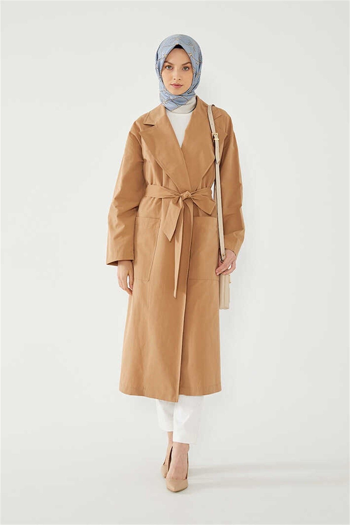Levidor Levidor Düğmesiz Trençkot Camel