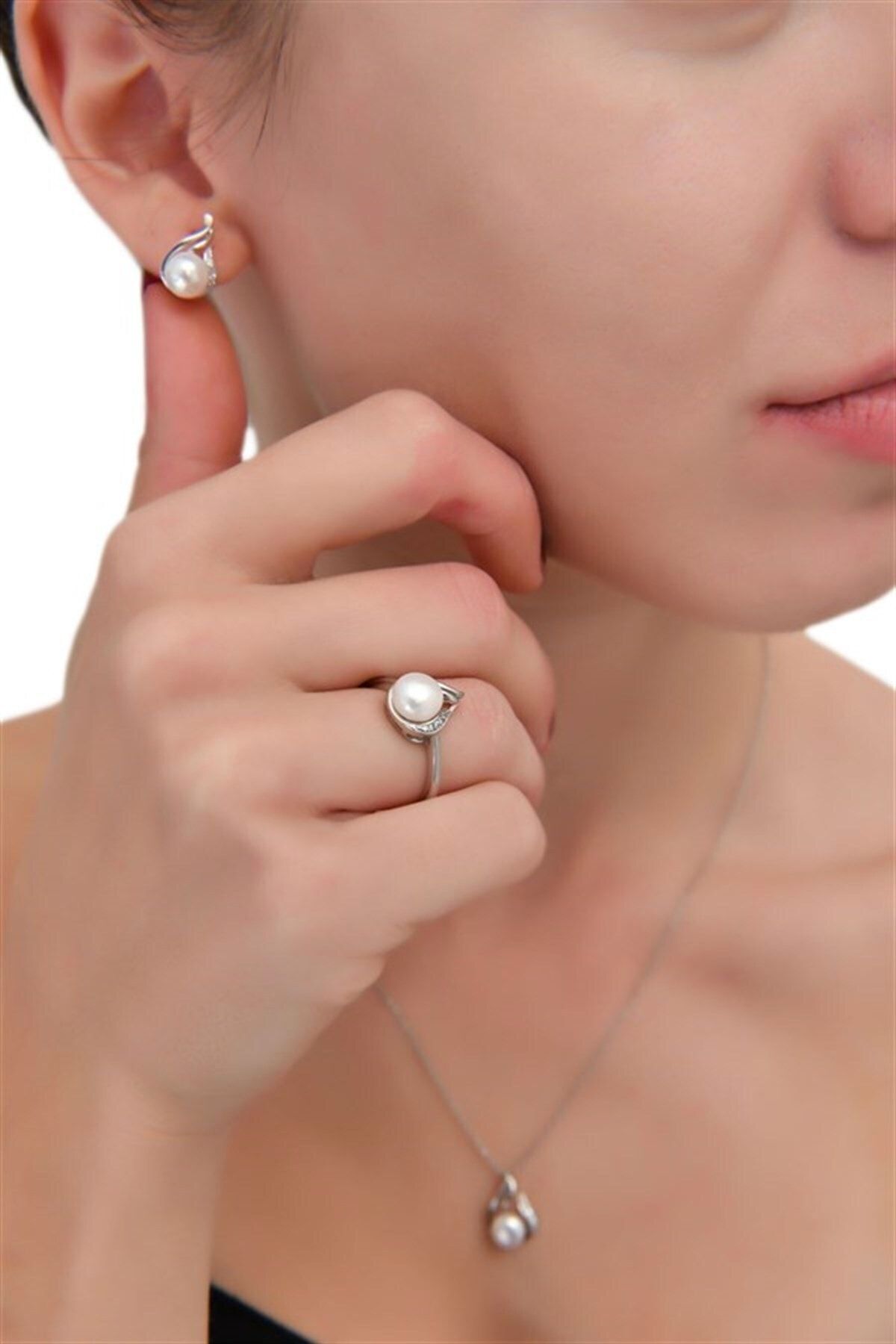 İn Dubai Silver Kadın Gümüş Firuze Hatun İnci Gümüş Set Dbsk2520