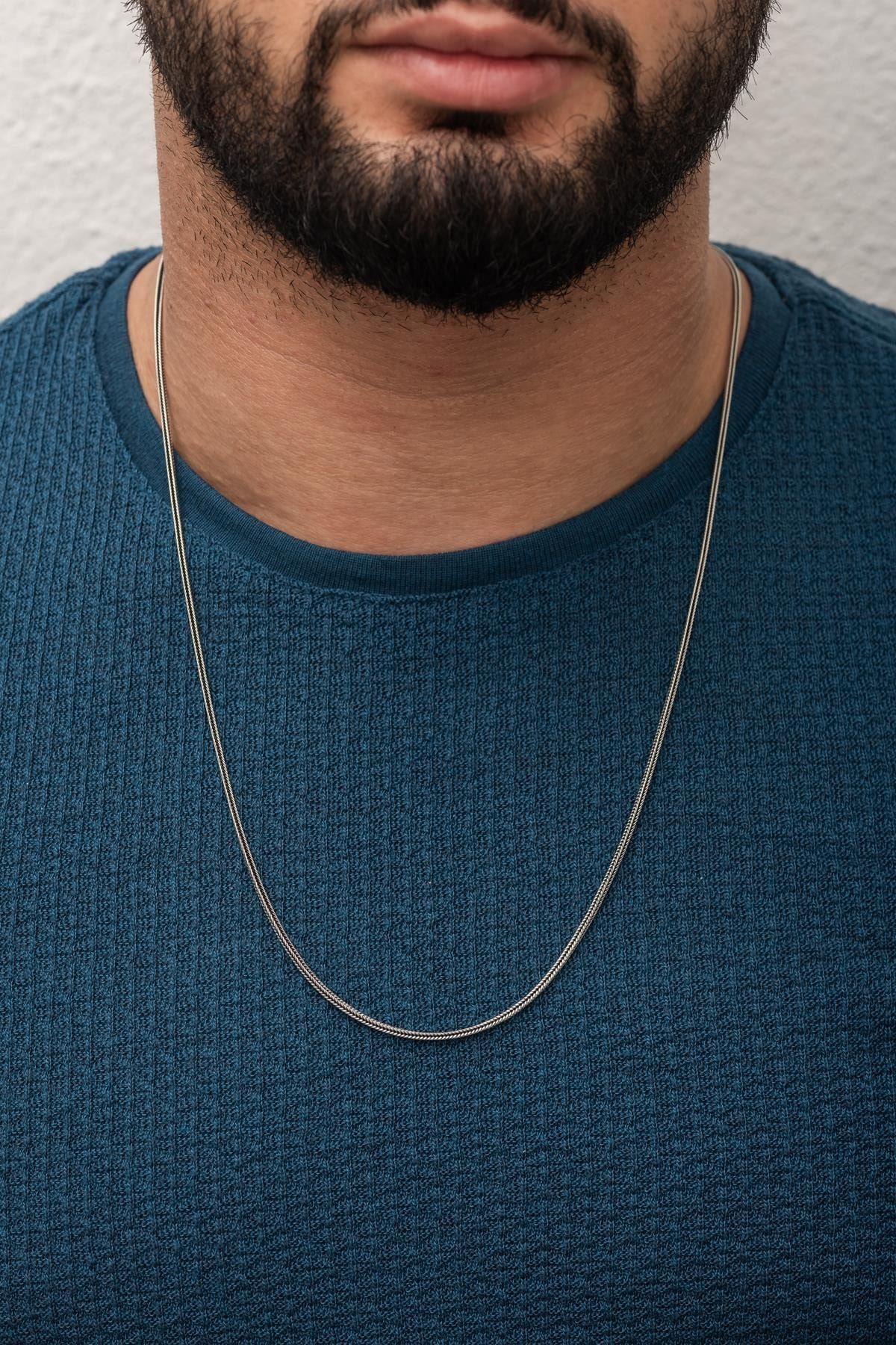 İn Dubai Silver İtalyan Oksitli Tilkikuyruğu Erkek Zincir 65 cm Dbse2018