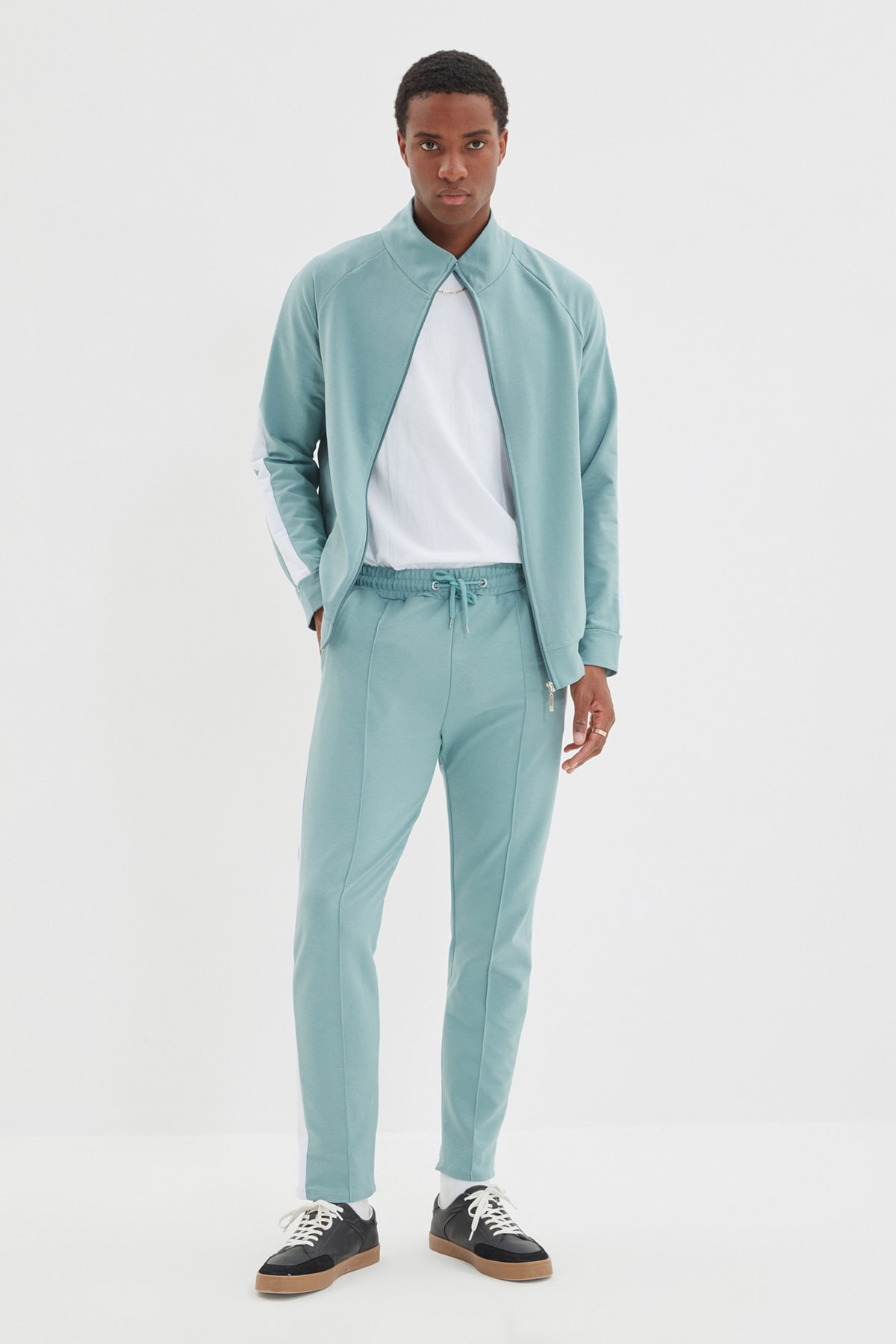 TRENDYOL MAN Mint Erkek Regular Fit Panelli Eşofman Takımı TMNSS21EM0008
