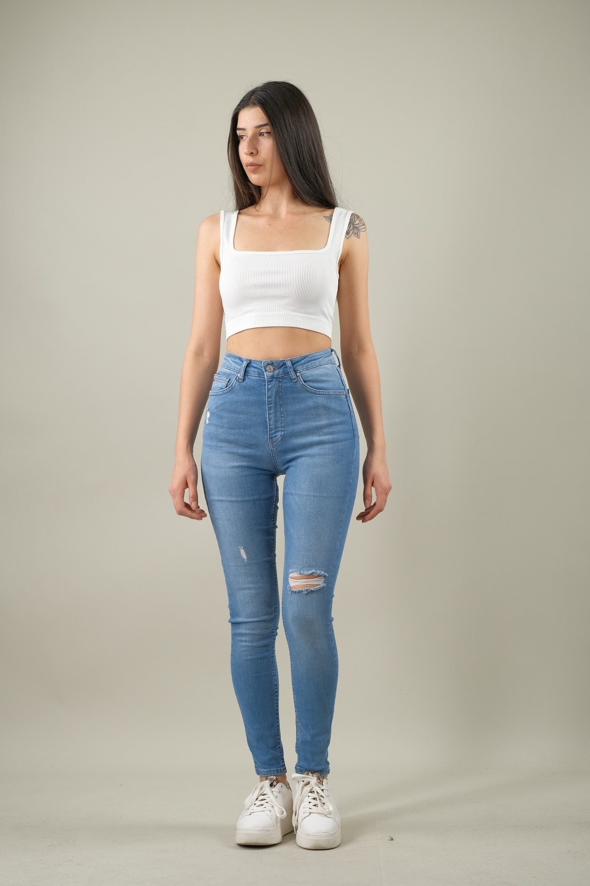 ABBRA Kadın Yırtıklı Push Up Jean