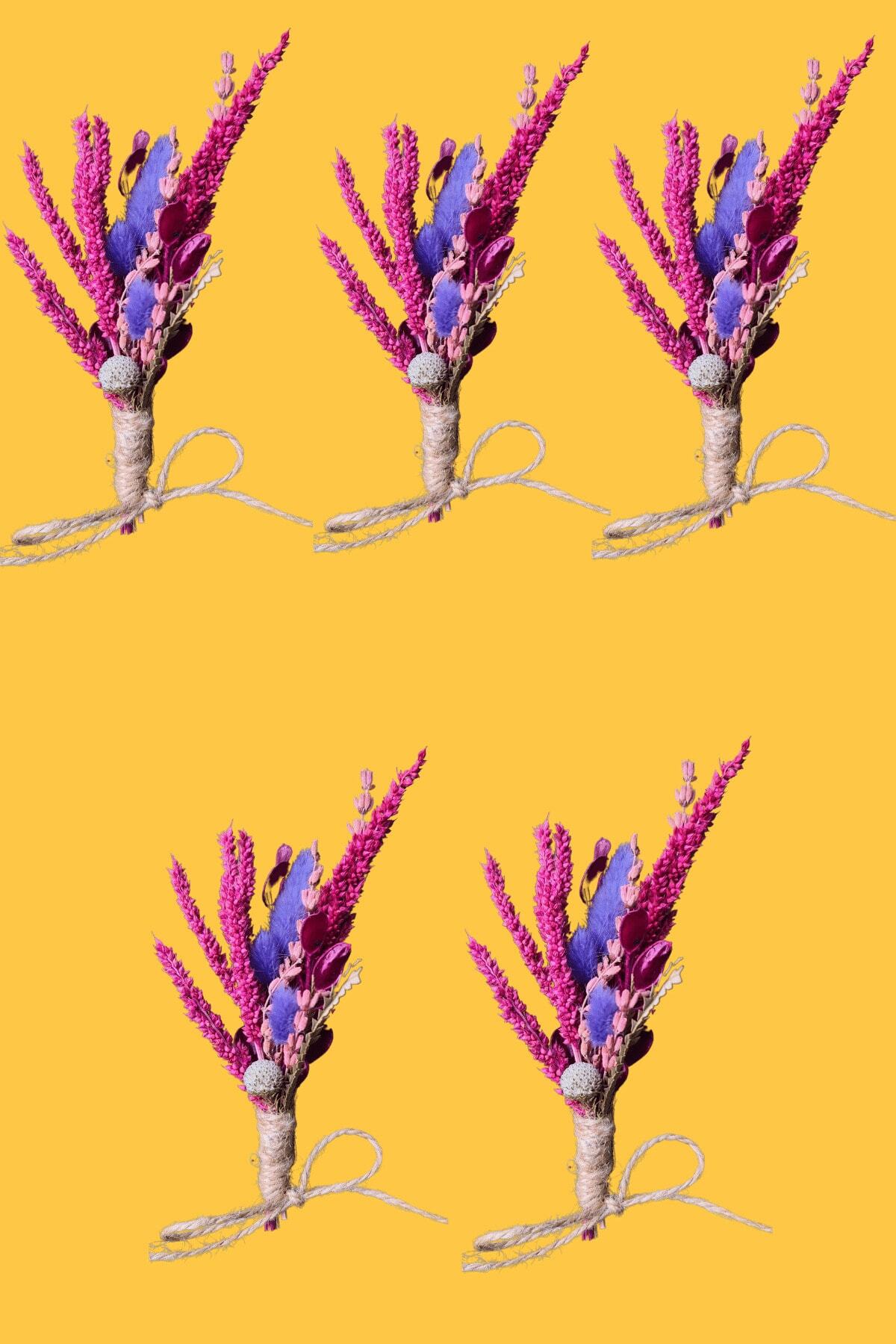 Casa Florista Fuşya, Pembe Mini Kuru Çiçekler, 5 Li Paket