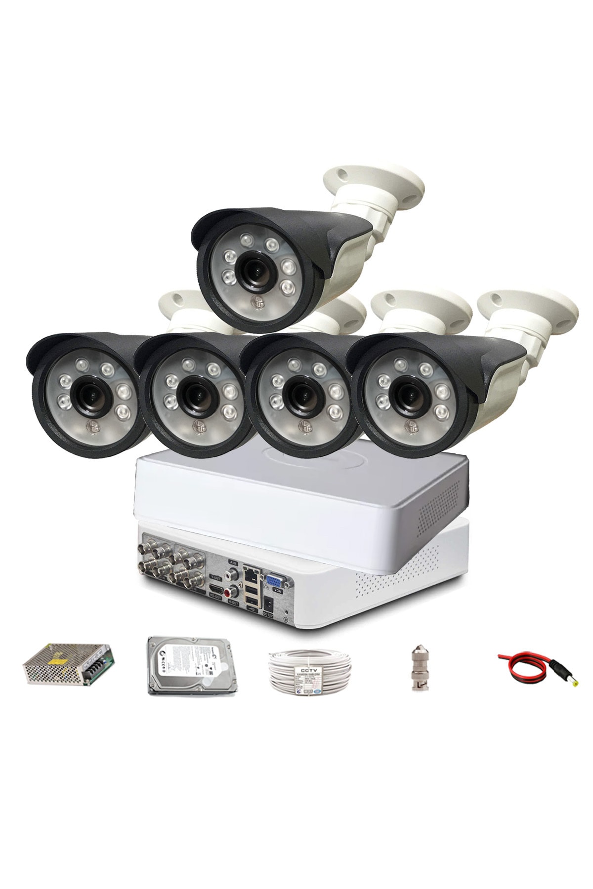 qromax Pro 50sk6 5 'li 5 Megapiksel Sony Lens 1080p Sensör Metal Kasa Güvenlik Kamerası Seti