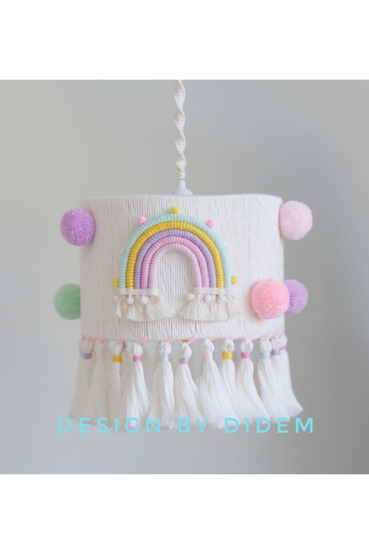 Design by Didem Unicorn Renklerinde Makrome Çocuk ,bebek Odasi Aydınlatmasi,dekoratif Cocuk Avizesi