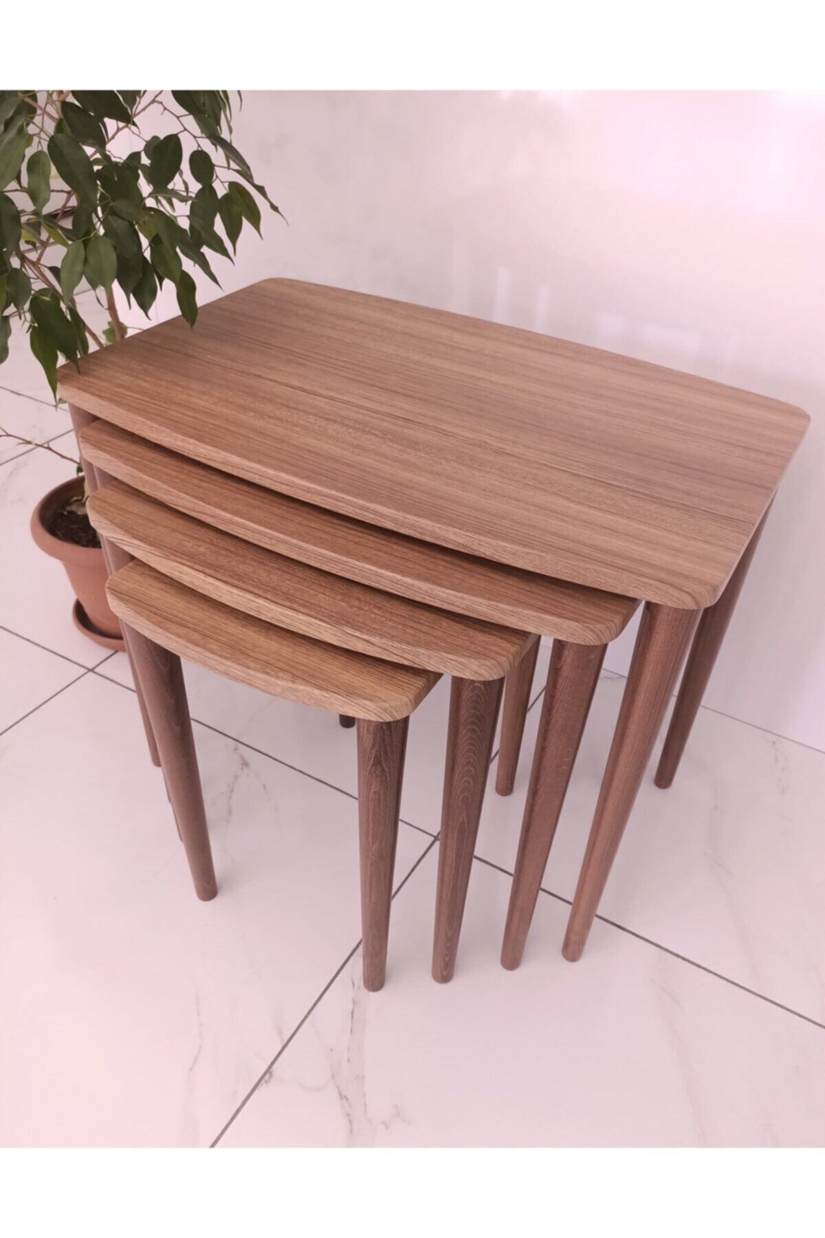 Canisa Concept Canisa Mia Serisi Ceviz Membran Mdf 1.sınıf 4 Lü Zigon Sehpa Takımı