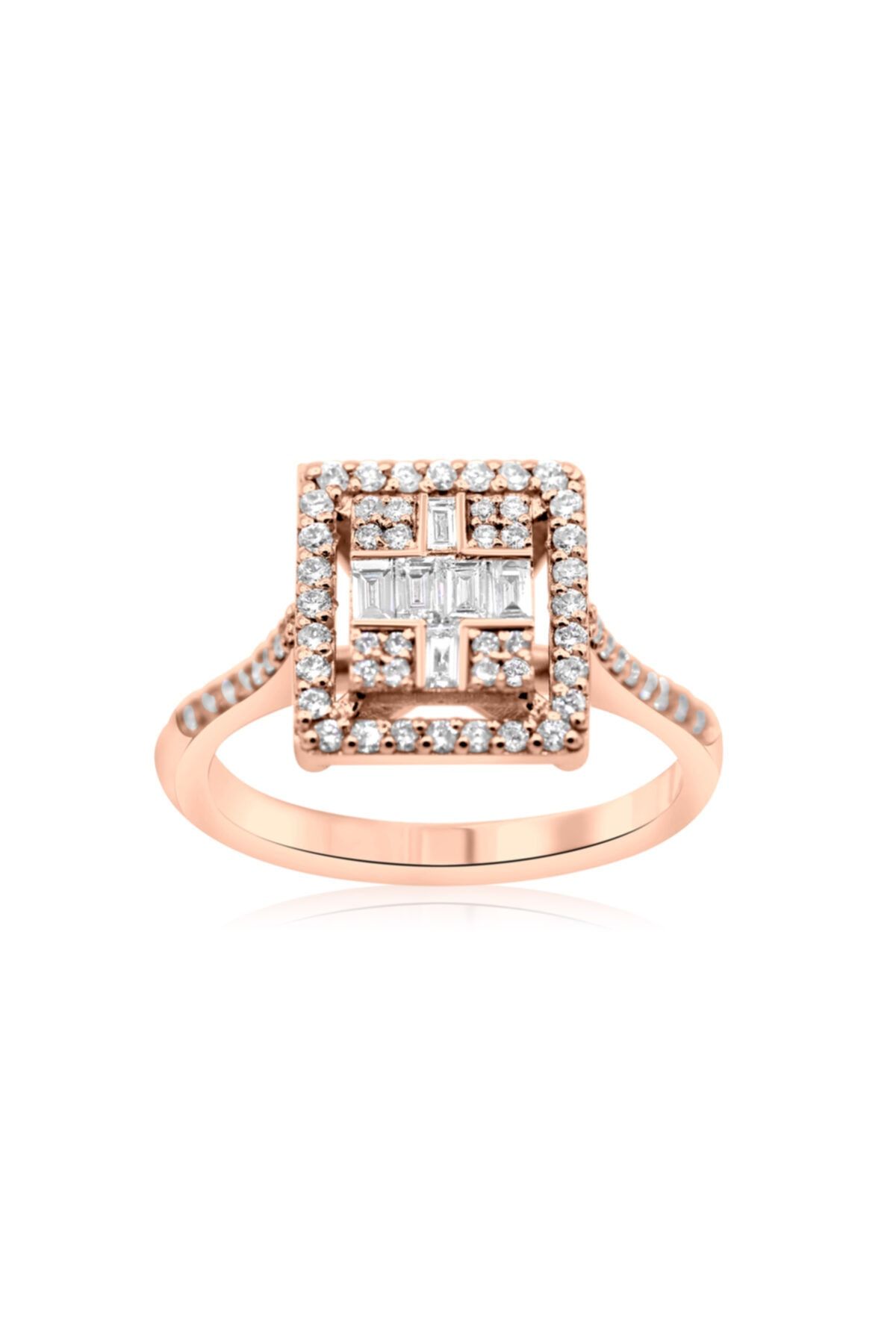 Smyrna Jewelry 14k Bantlı Baget Pırlanta Yüzük