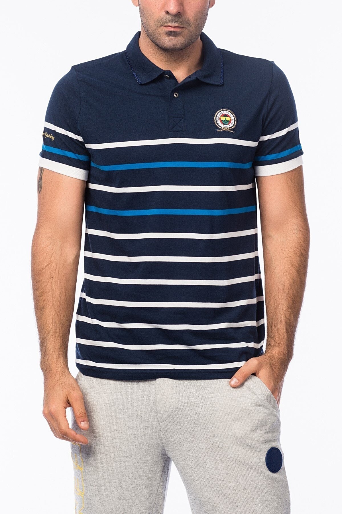 Fenerbahçe Çizgili Erkek Polo Tshırt