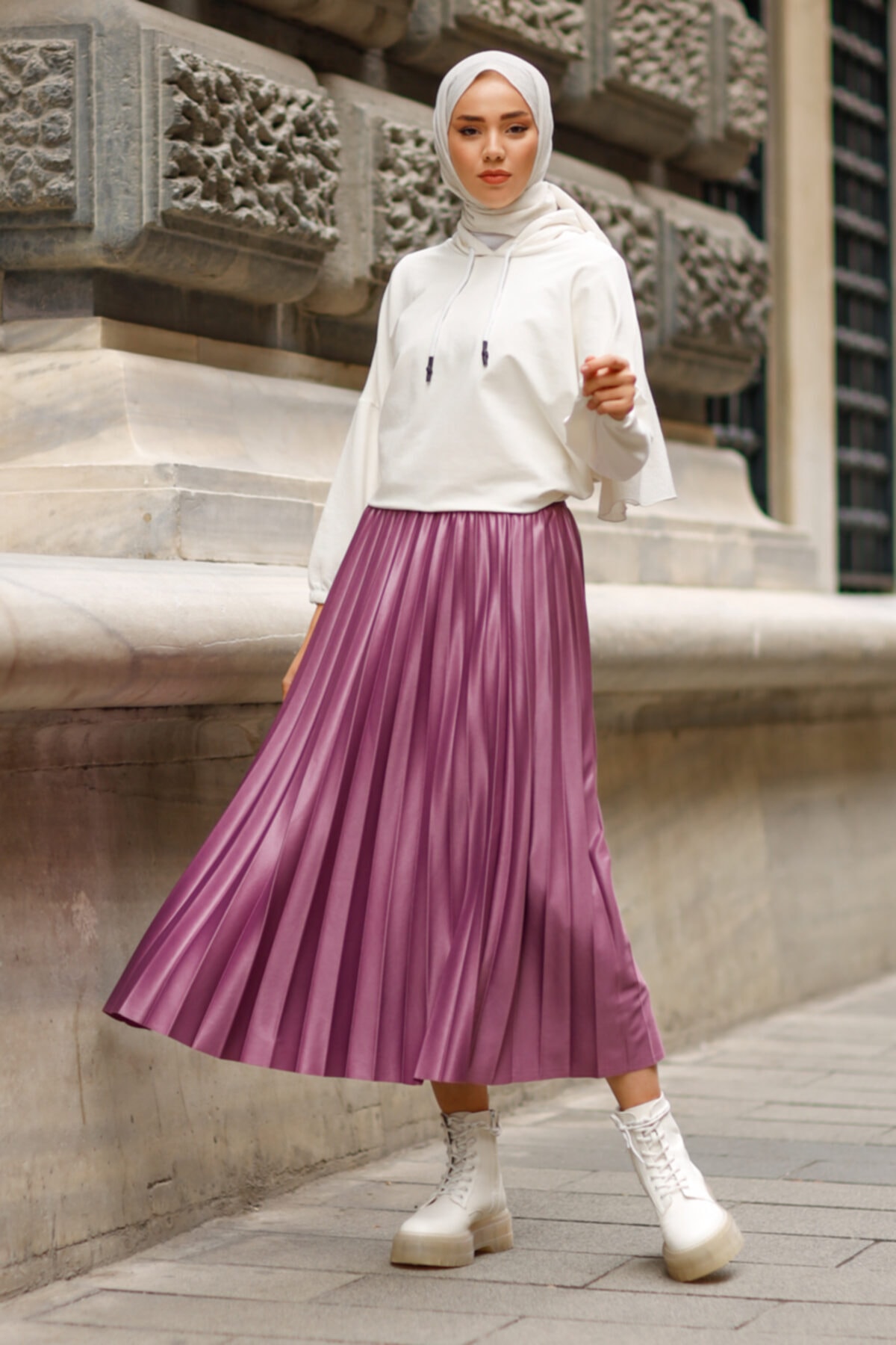 MARKALİSTE Piliseli Etek Mürdüm